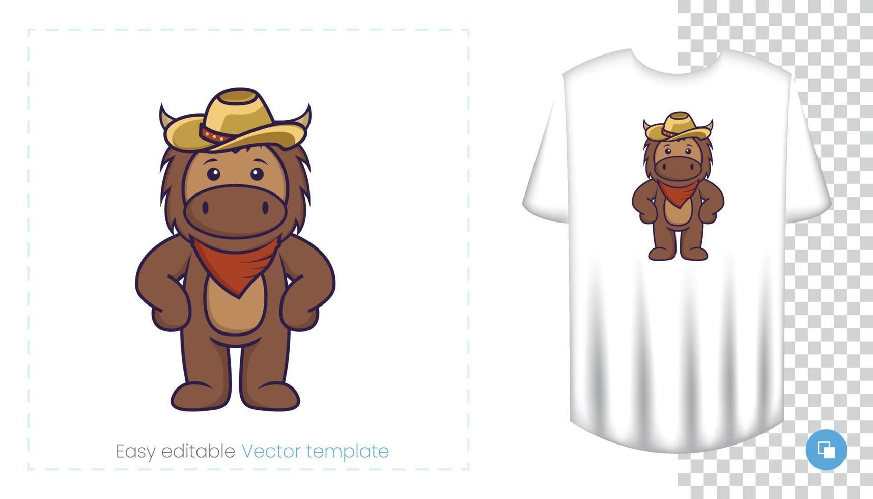 Cute bull mascot character. Can be used on stickers, patches, textiles, paper, cloth and others. vector