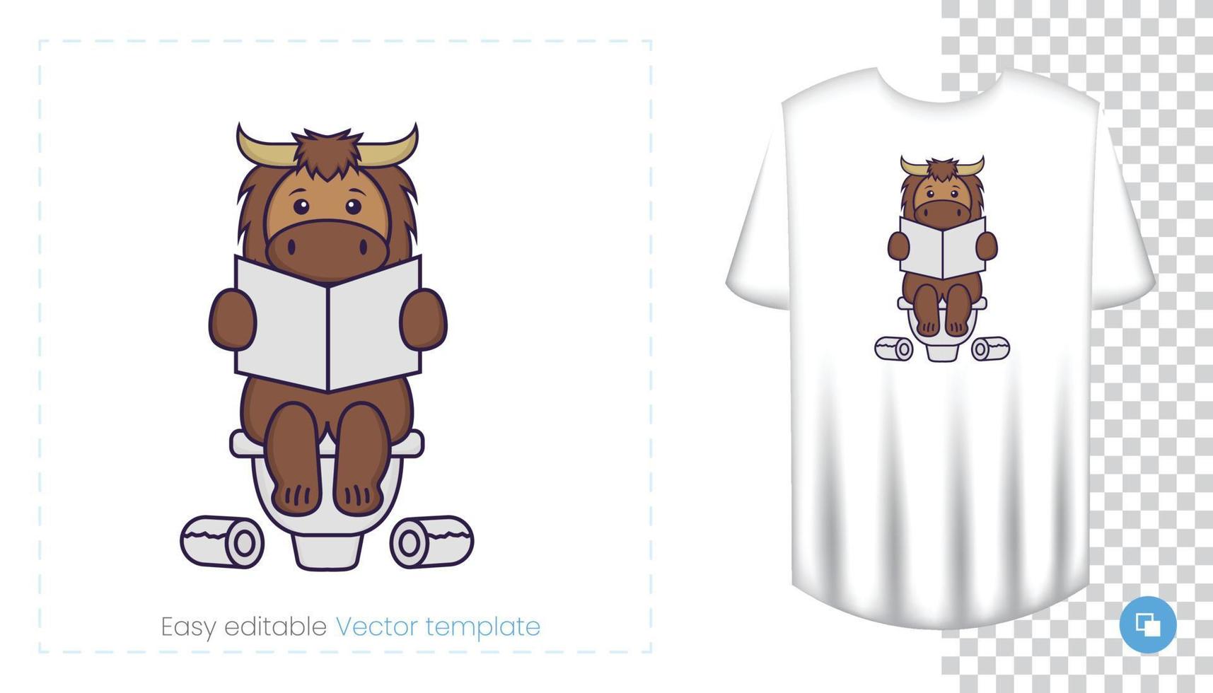 Cute bull mascot character. Can be used on stickers, patches, textiles, paper, cloth and others. vector