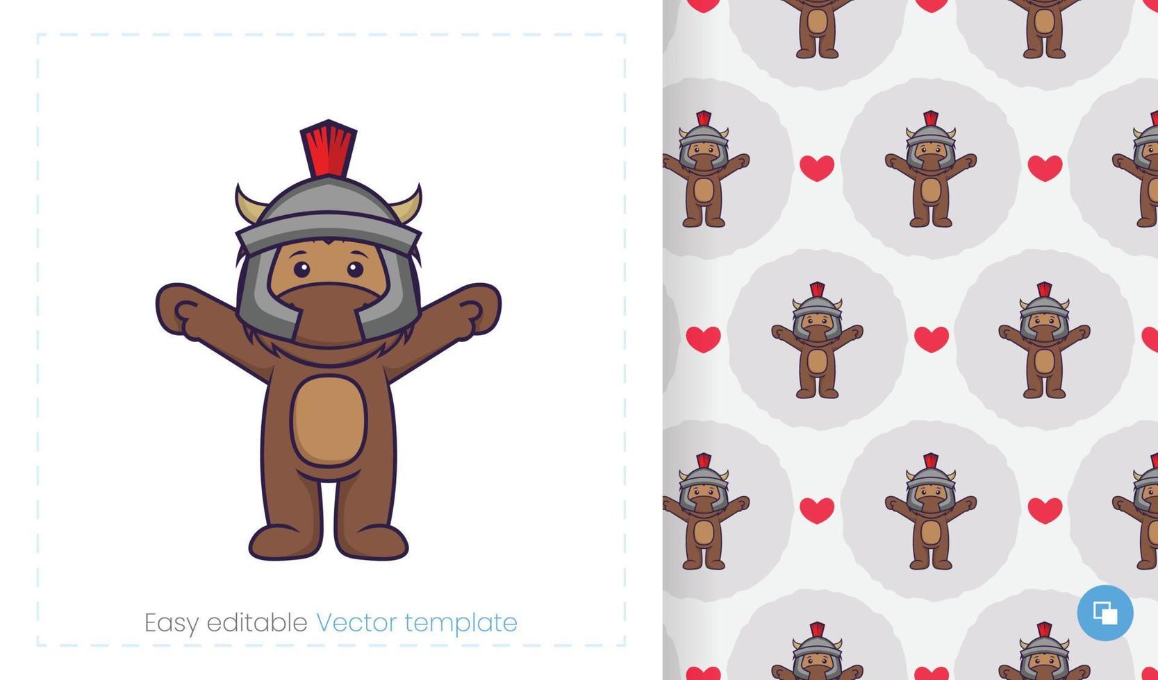 Cute bull mascot character. Can be used on stickers, patches, textiles, paper, cloth and others. vector