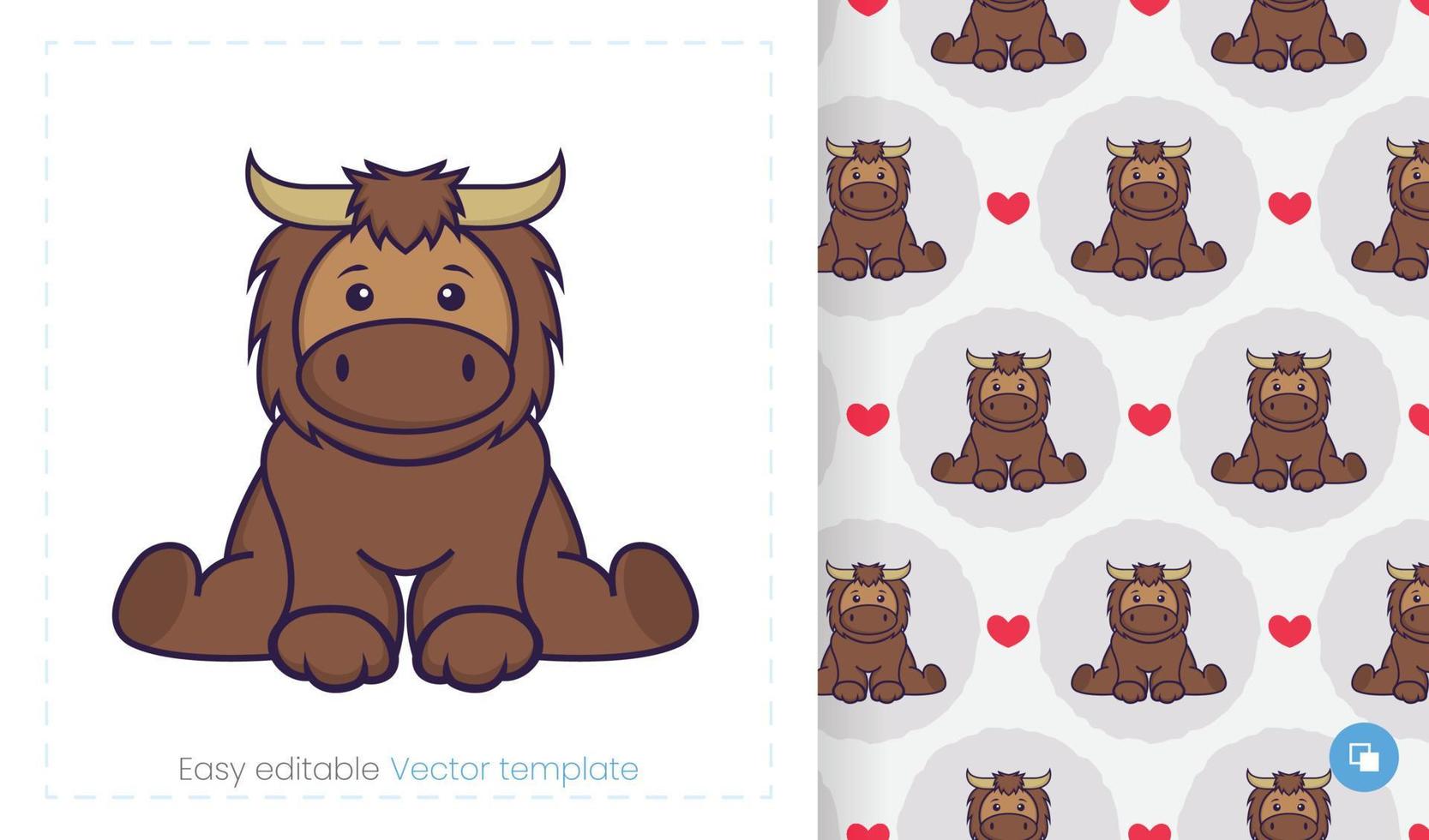 Cute bull mascot character. Can be used on stickers, patches, textiles, paper, cloth and others. vector