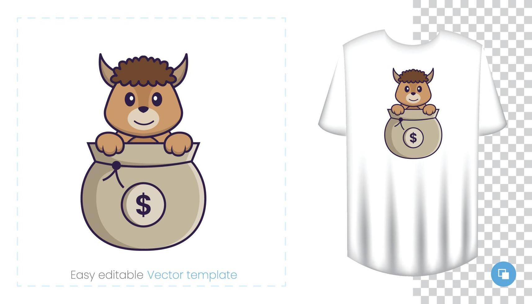 Cute sheep character. Prints on T-shirts, sweatshirts, cases for mobile phones, souvenirs. Isolated vector illustration on white background.
