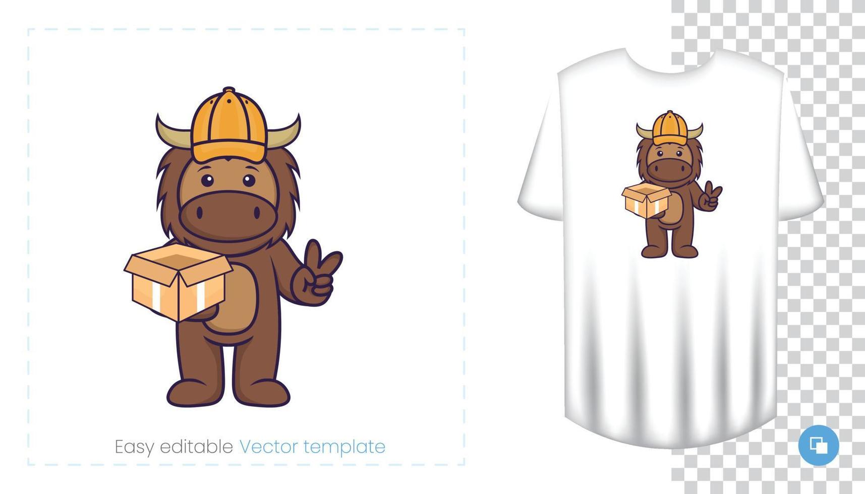 Cute bull mascot character. Can be used on stickers, patches, textiles, paper, cloth and others. vector