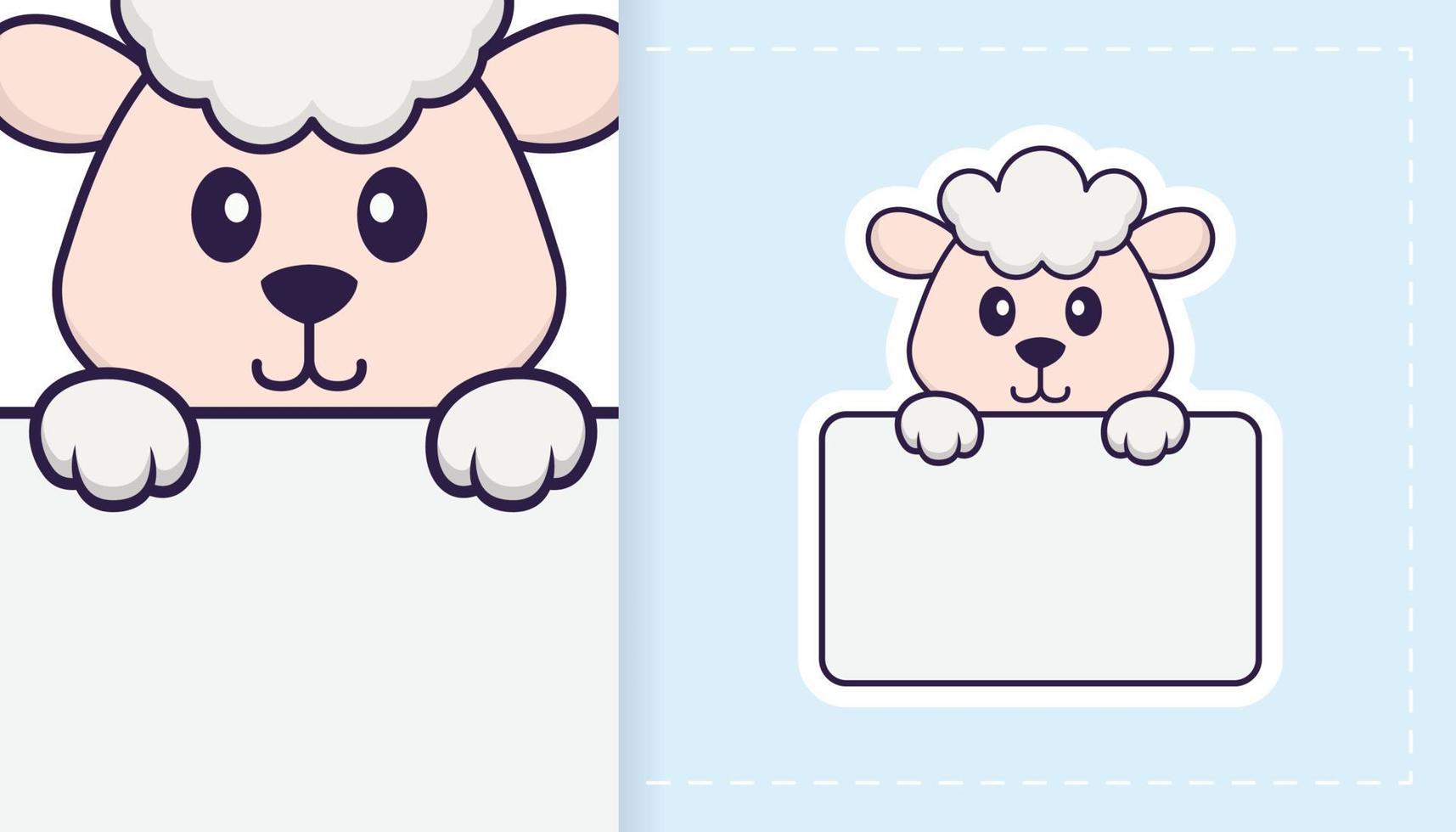 Cute sheep mascot character. Can be used for stickers, patches, textiles, paper. Vector illustration