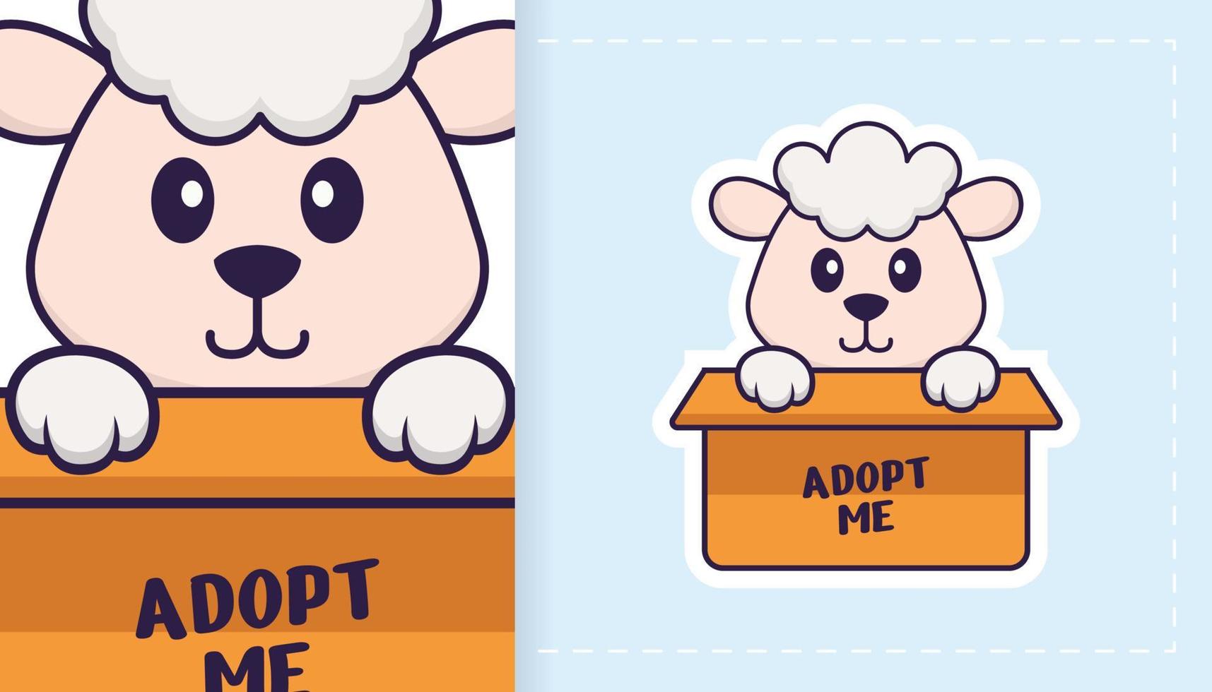 Cute sheep mascot character. Can be used for stickers, patches, textiles, paper. Vector illustration