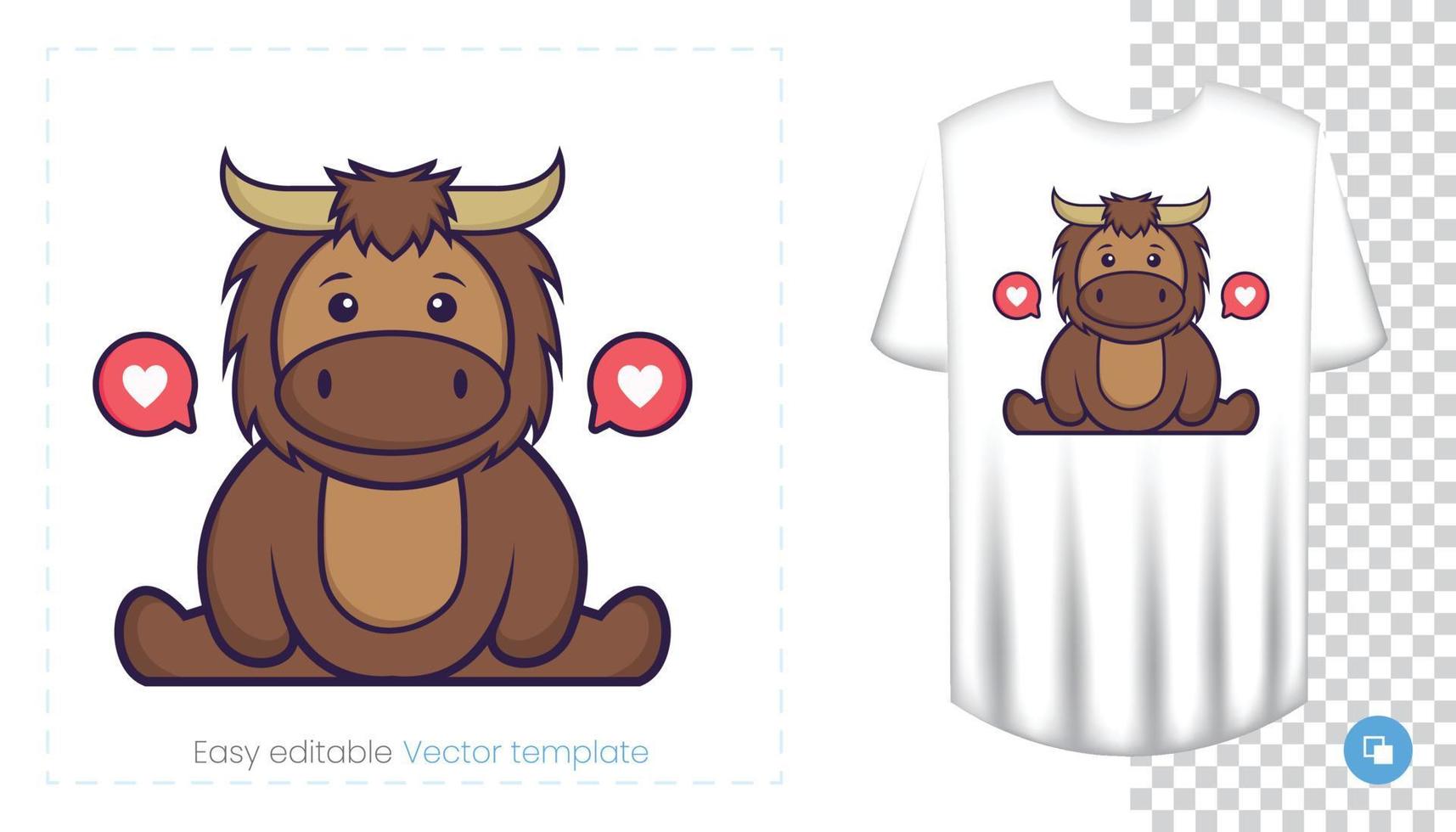 Cute bull mascot character. Can be used on stickers, patches, textiles, paper, cloth and others. vector