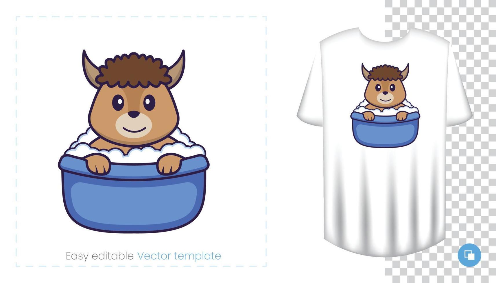 Cute sheep character. Prints on T-shirts, sweatshirts, cases for mobile phones, souvenirs. Isolated vector illustration on white background.