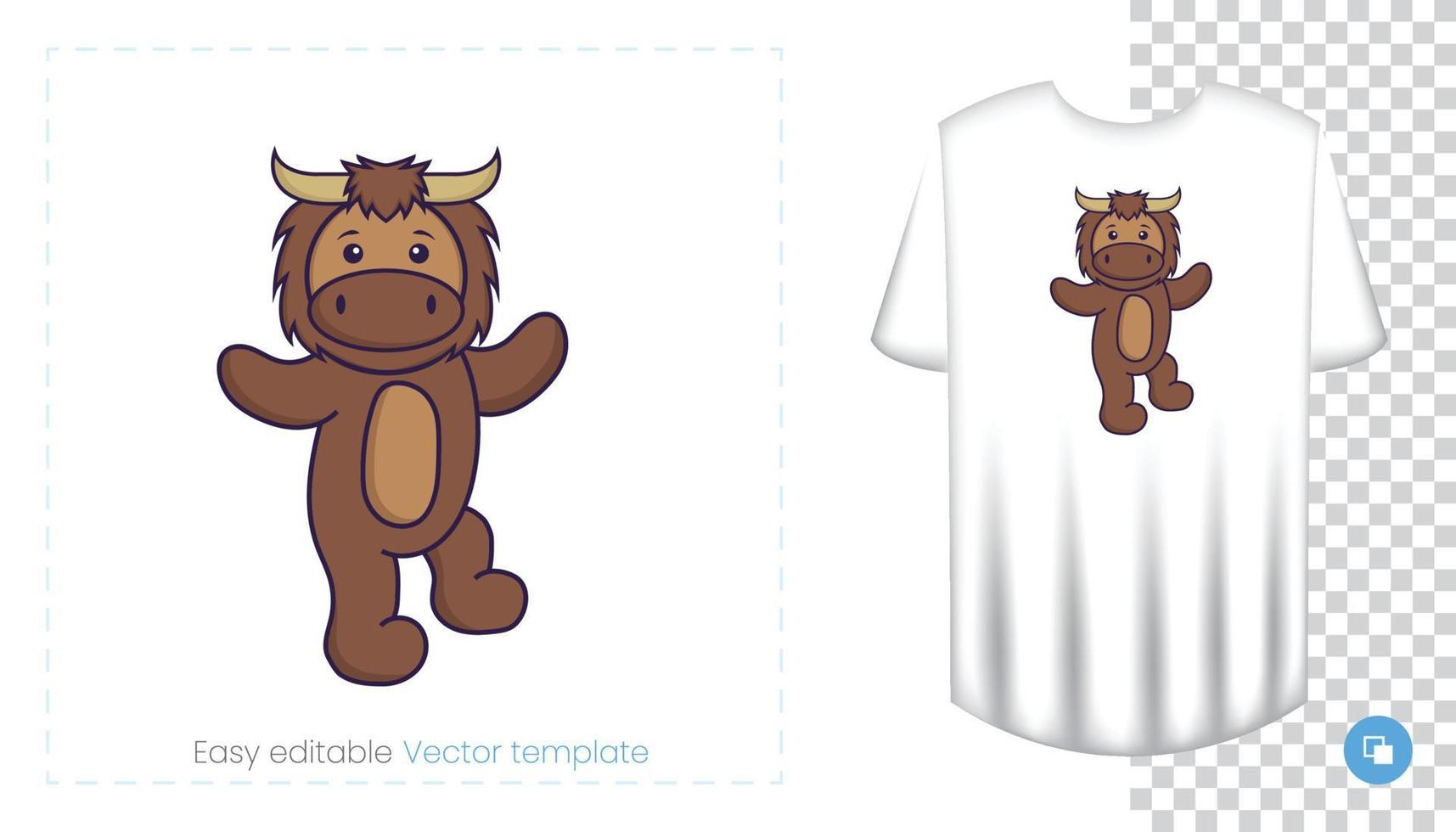 lindo personaje de mascota de toro. Se puede utilizar en pegatinas, parches, textiles, papel, telas y otros. vector