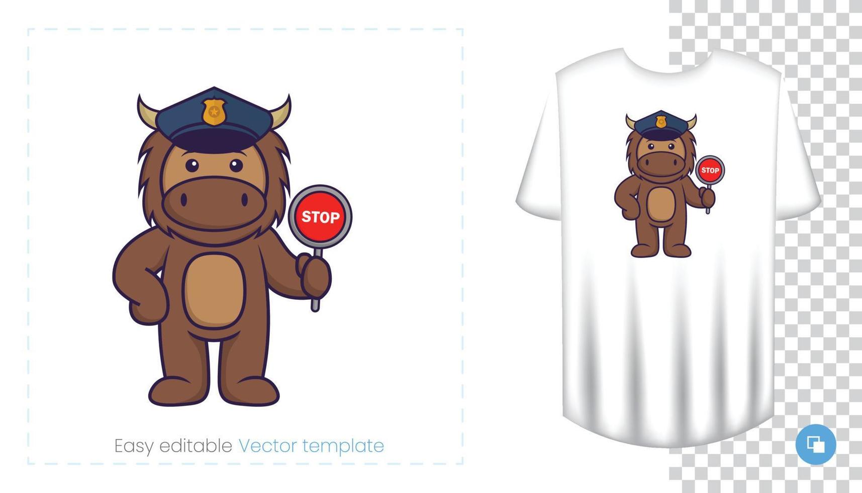 Cute bull mascot character. Can be used on stickers, patches, textiles, paper, cloth and others. vector