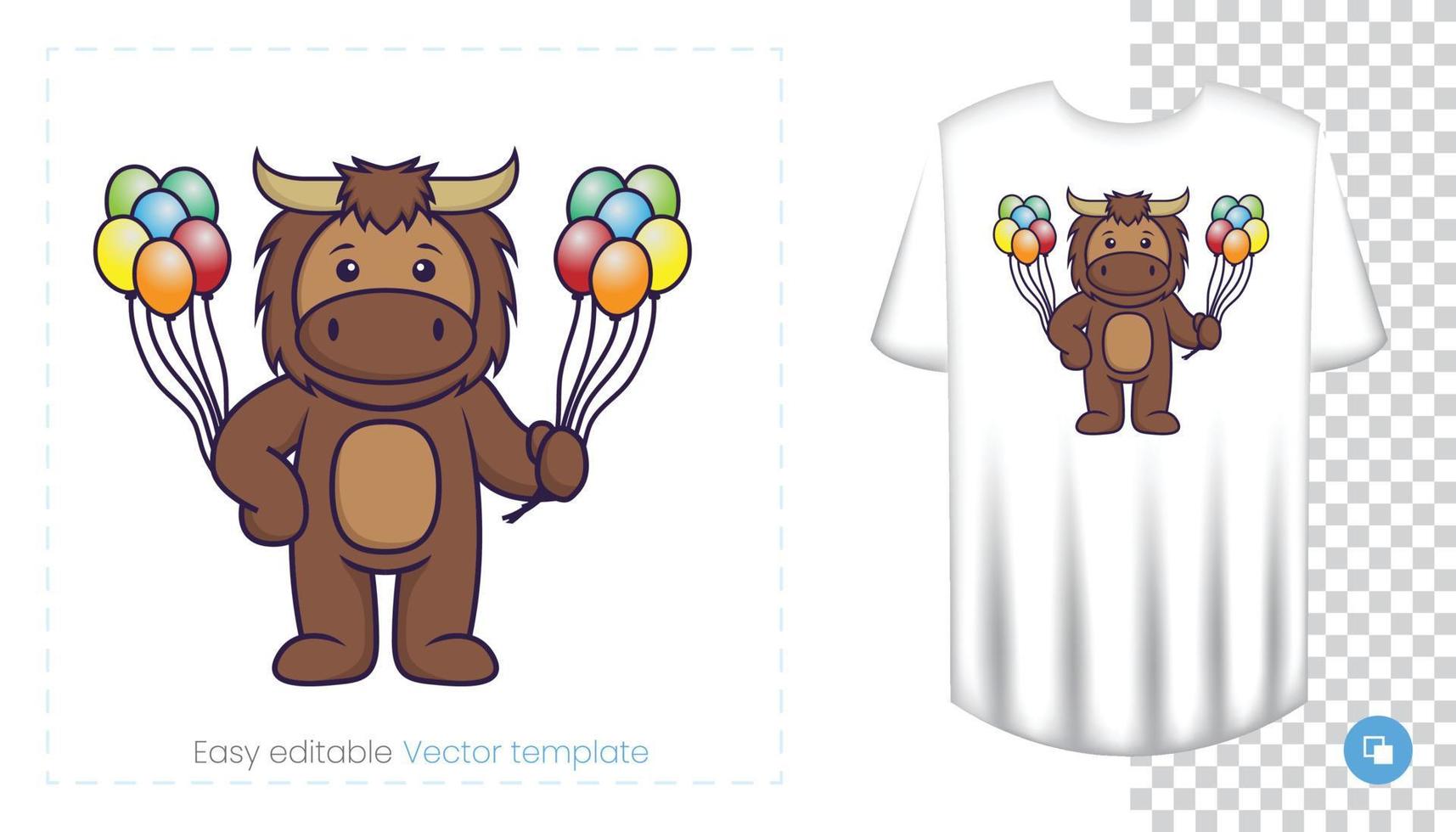 lindo personaje de mascota de toro. Se puede utilizar en pegatinas, parches, textiles, papel, telas y otros. vector