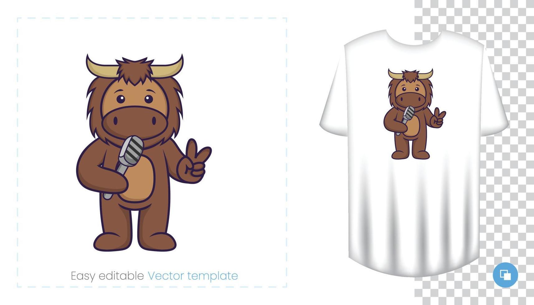 Cute bull mascot character. Can be used on stickers, patches, textiles, paper, cloth and others. vector