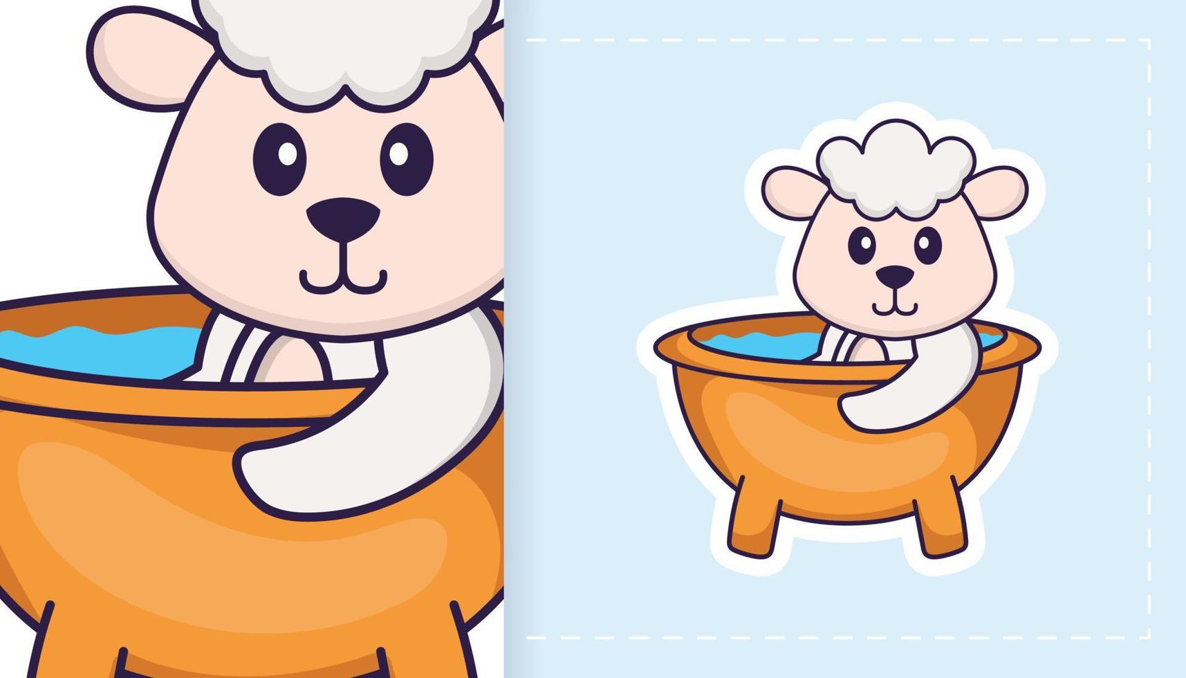 Cute sheep mascot character. Can be used for stickers, patches, textiles, paper. Vector illustration