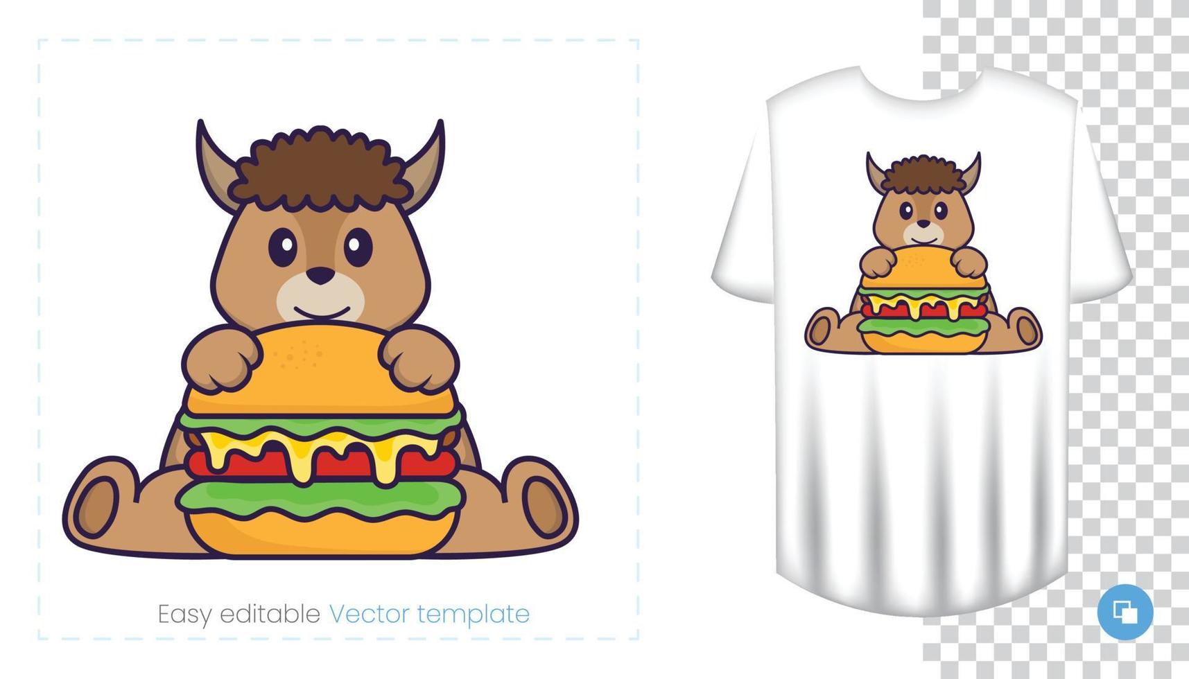 Cute sheep character. Prints on T-shirts, sweatshirts, cases for mobile phones, souvenirs. Isolated vector illustration on white background.