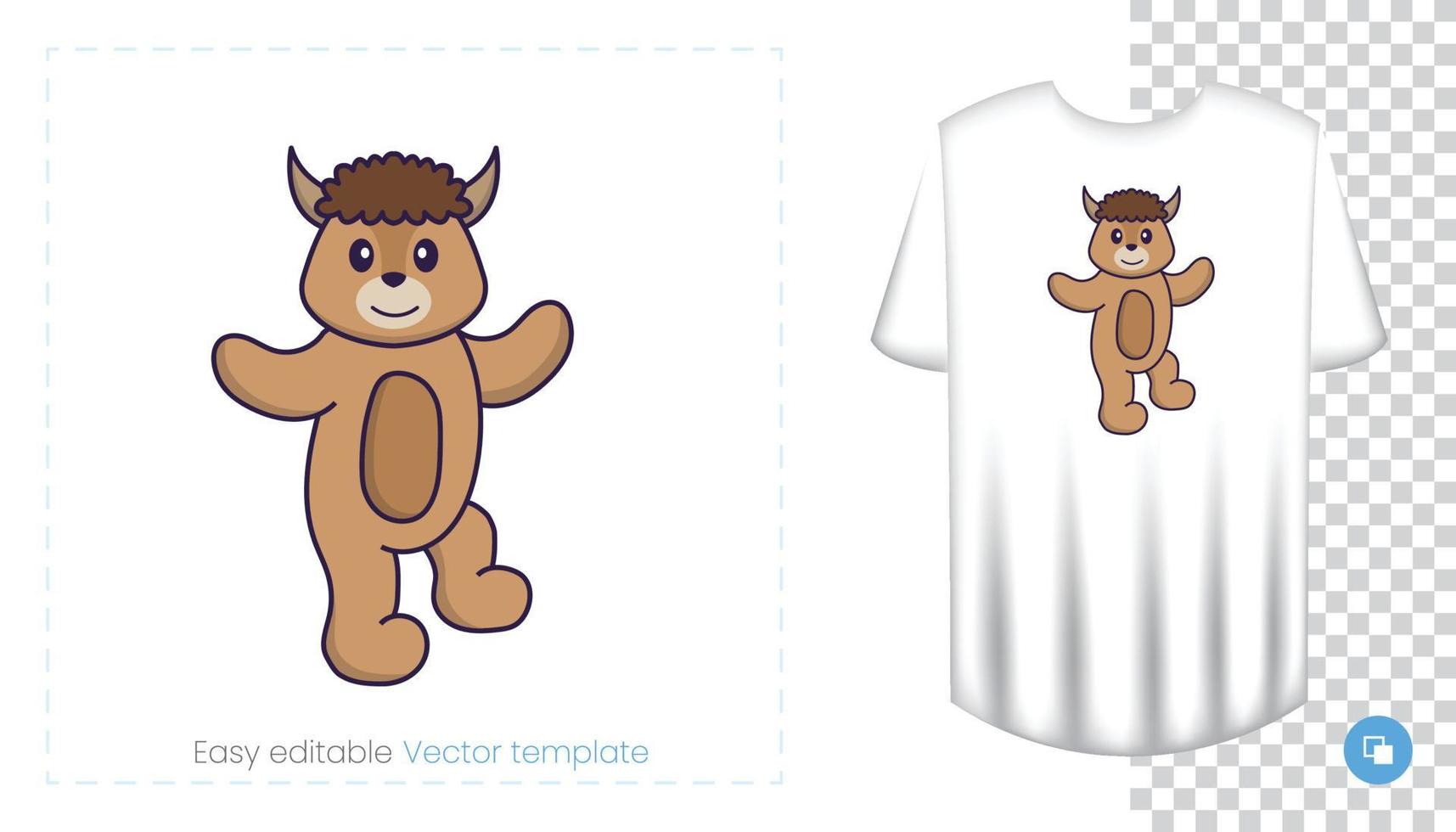 Cute sheep character. Prints on T-shirts, sweatshirts, cases for mobile phones, souvenirs. Isolated vector illustration on white background.
