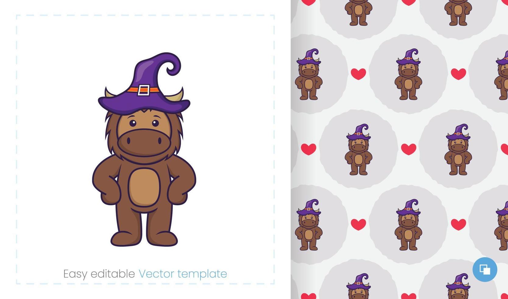 Cute bull mascot character. Can be used on stickers, patches, textiles, paper, cloth and others. vector