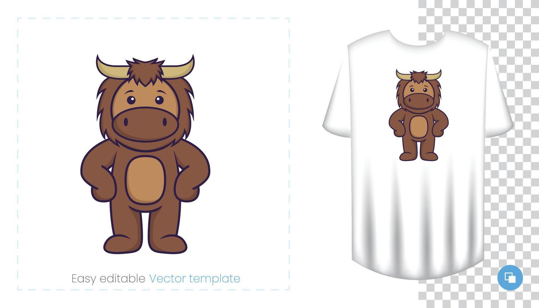 Cute bull mascot character. Can be used on stickers, patches, textiles, paper, cloth and others. vector