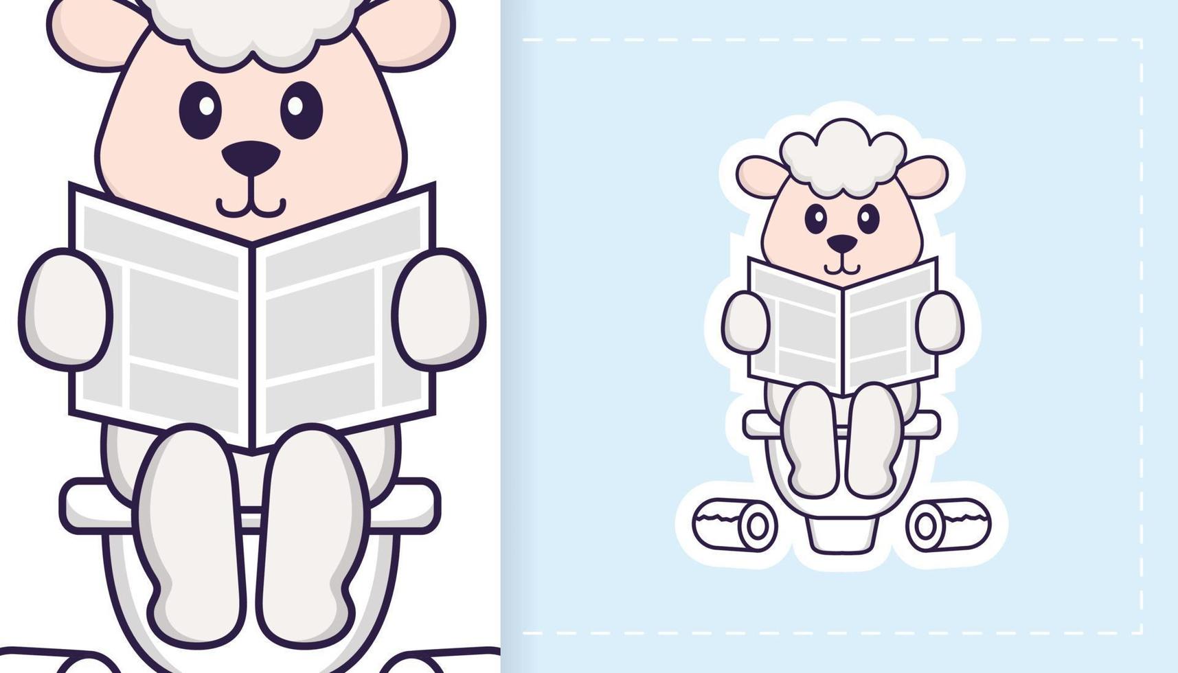 Cute sheep mascot character. Can be used for stickers, patches, textiles, paper. Vector illustration