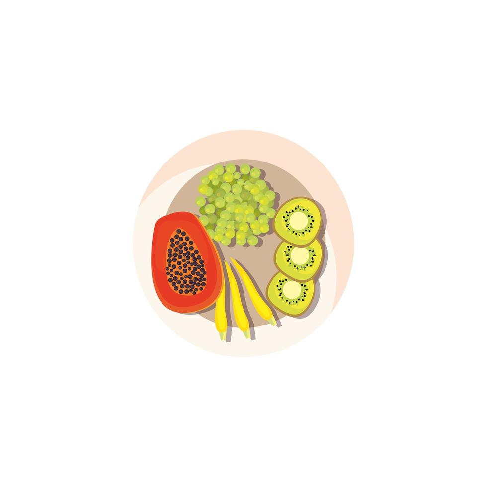 Isolated papaya kiwis and grapes vector design