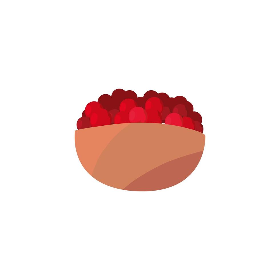 Isolated red berries inside bowl vector design