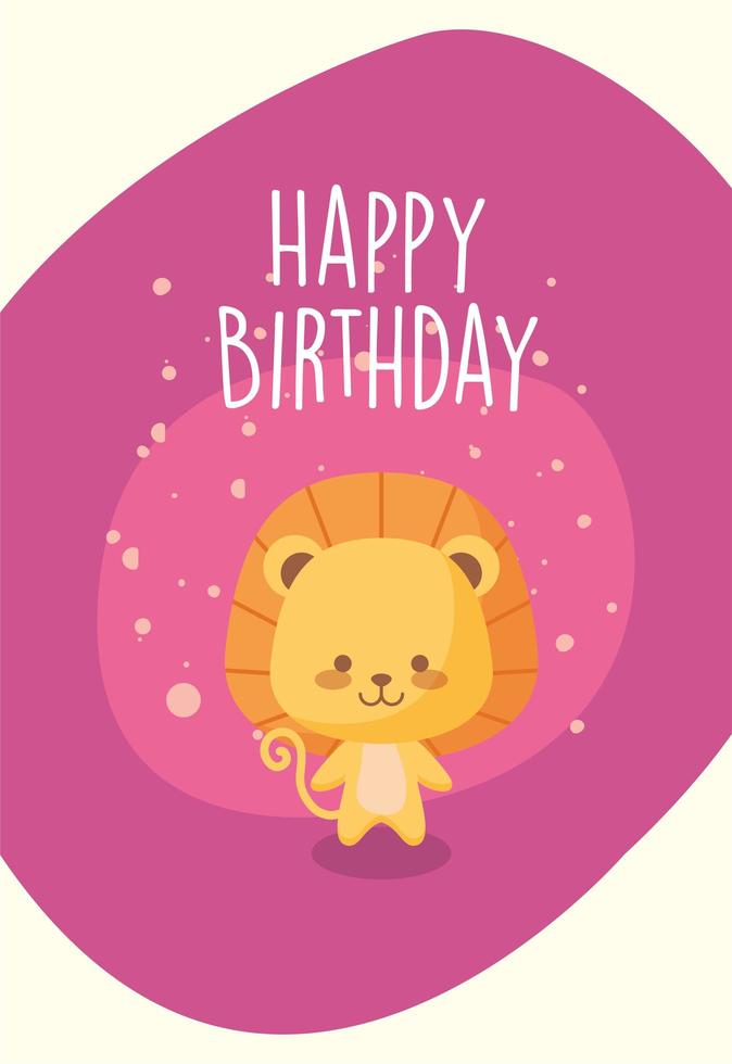 lion cartoon and happy birthday vector design