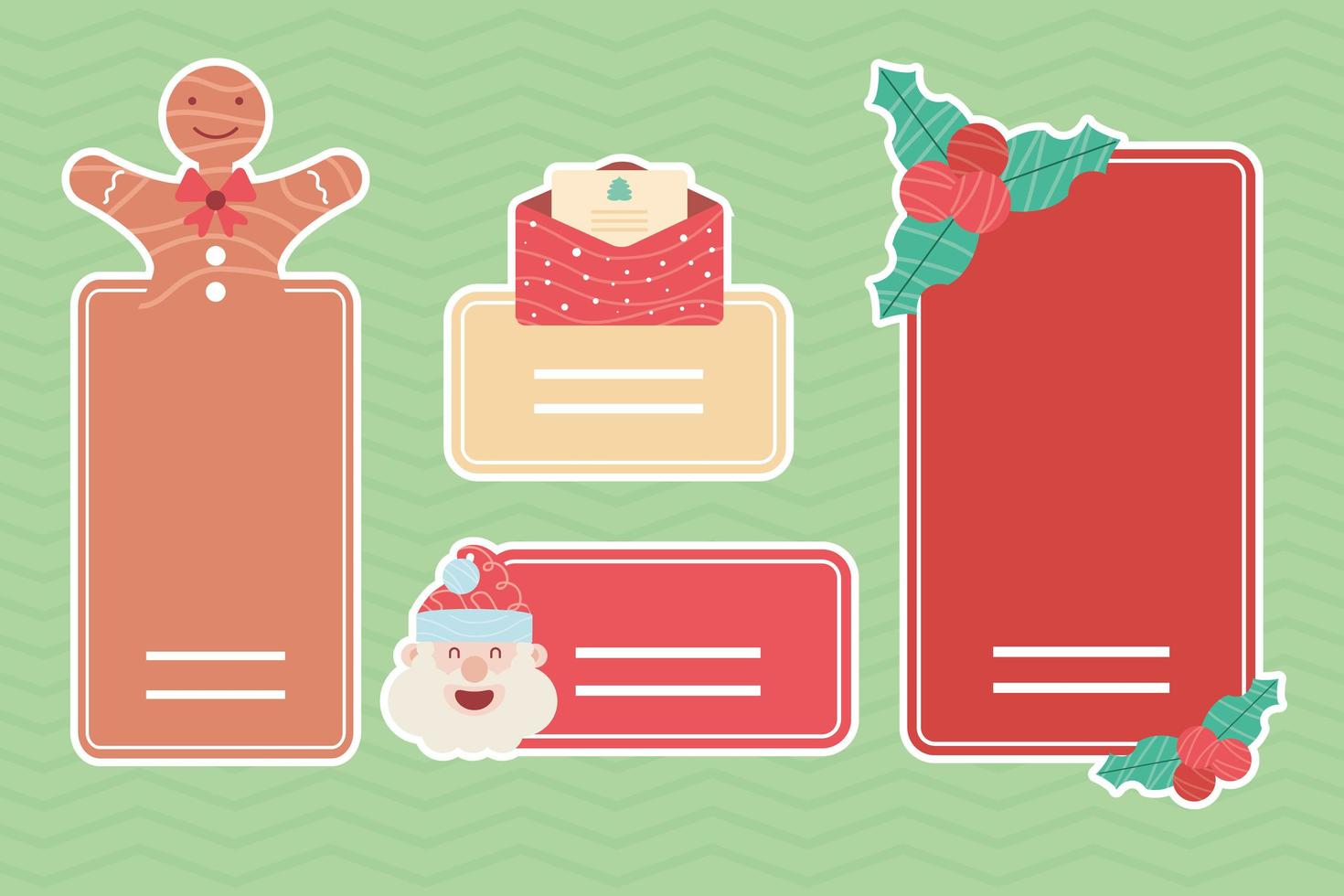 conjunto de pegatinas de navidad vector