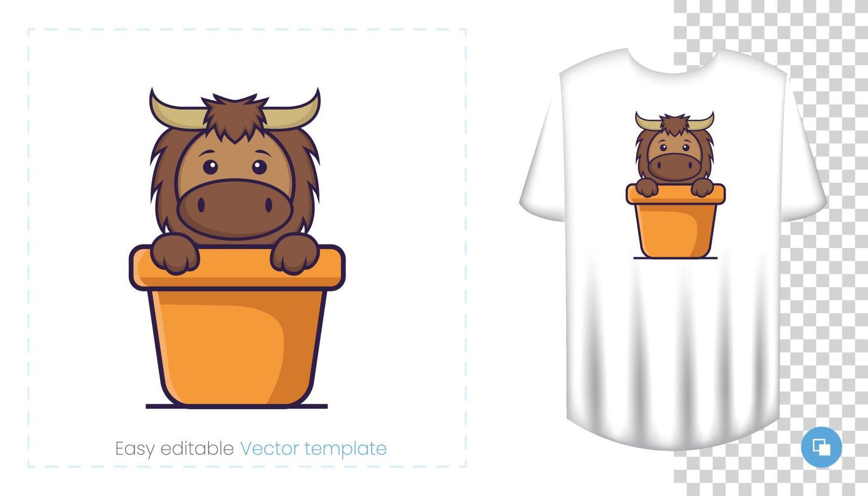 lindo personaje de mascota de toro. Se puede utilizar en pegatinas, parches, textiles, papel, telas y otros. vector