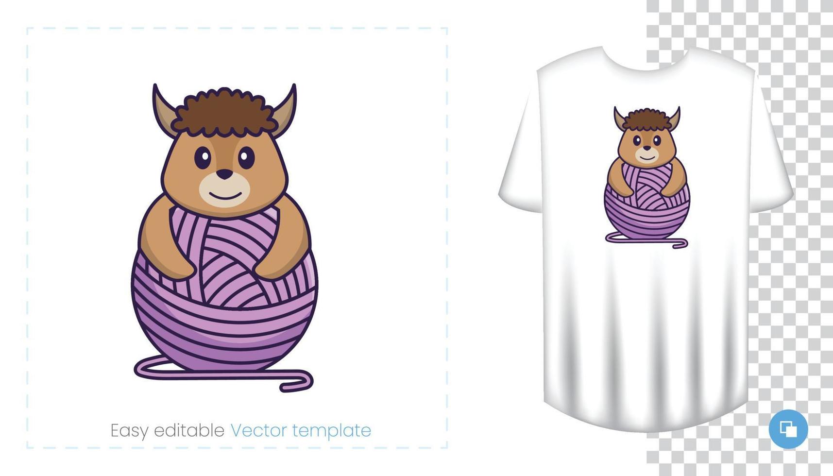 lindo personaje de oveja. estampados en camisetas, sudaderas, fundas para móviles, souvenirs. Ilustración de vector aislado sobre fondo blanco.