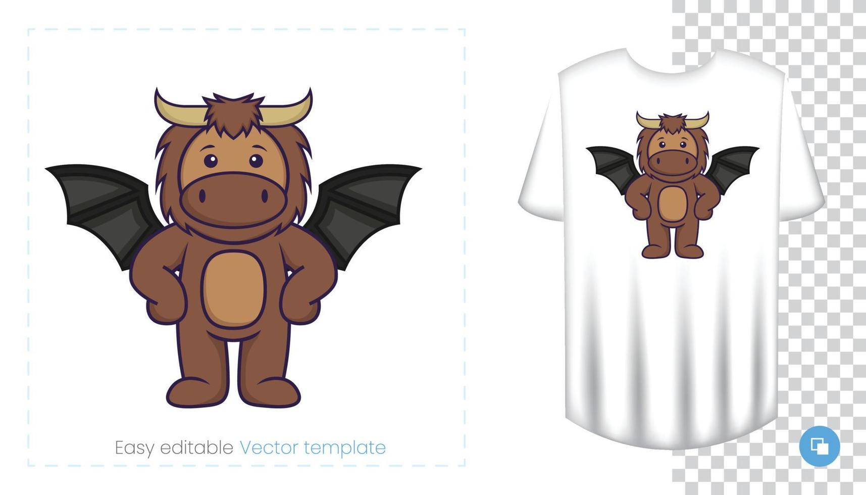 Cute bull mascot character. Can be used on stickers, patches, textiles, paper, cloth and others. vector