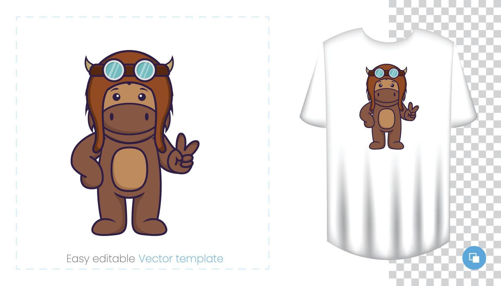 Cute bull mascot character. Can be used on stickers, patches, textiles, paper, cloth and others. vector