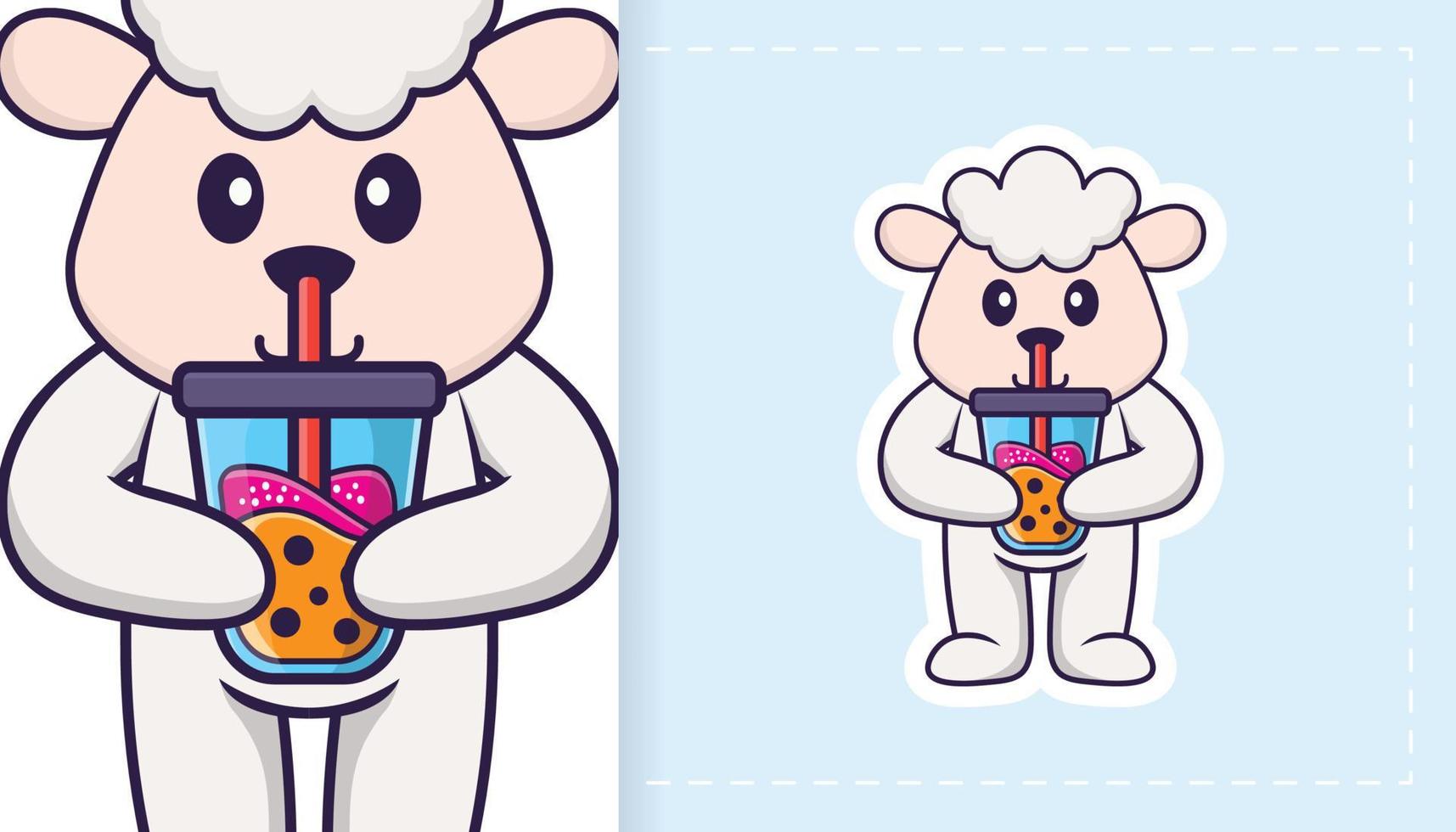 Cute sheep mascot character. Can be used for stickers, patches, textiles, paper. Vector illustration