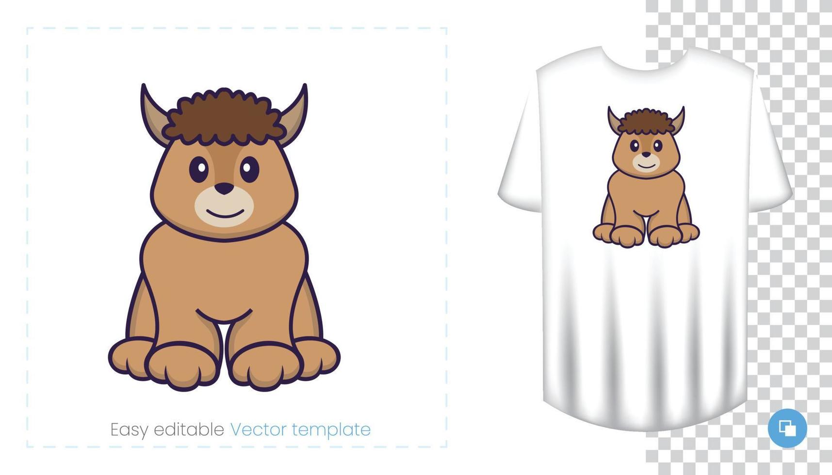 Cute sheep character. Prints on T-shirts, sweatshirts, cases for mobile phones, souvenirs. Isolated vector illustration on white background.