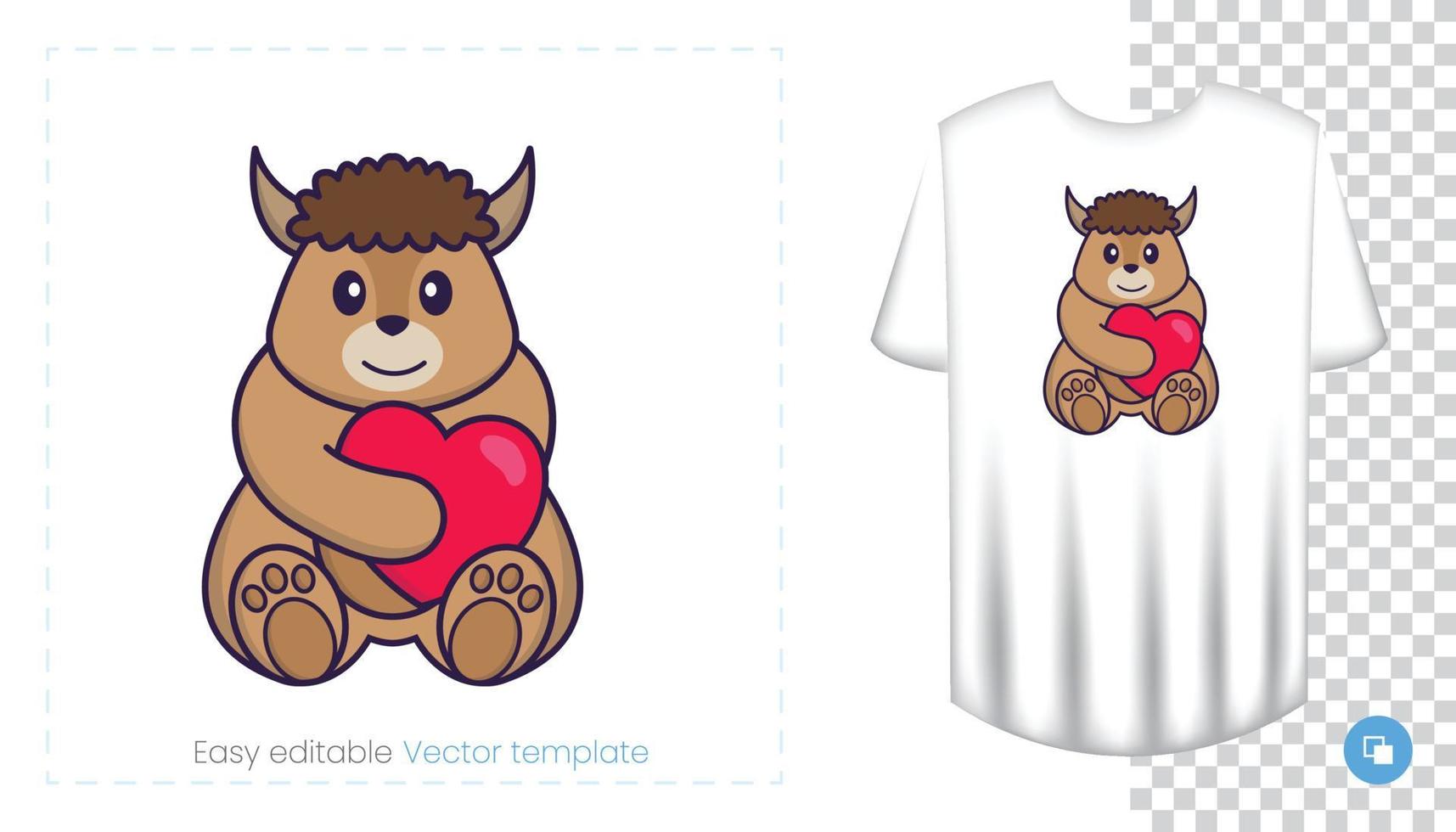 Cute sheep character. Prints on T-shirts, sweatshirts, cases for mobile phones, souvenirs. Isolated vector illustration on white background.