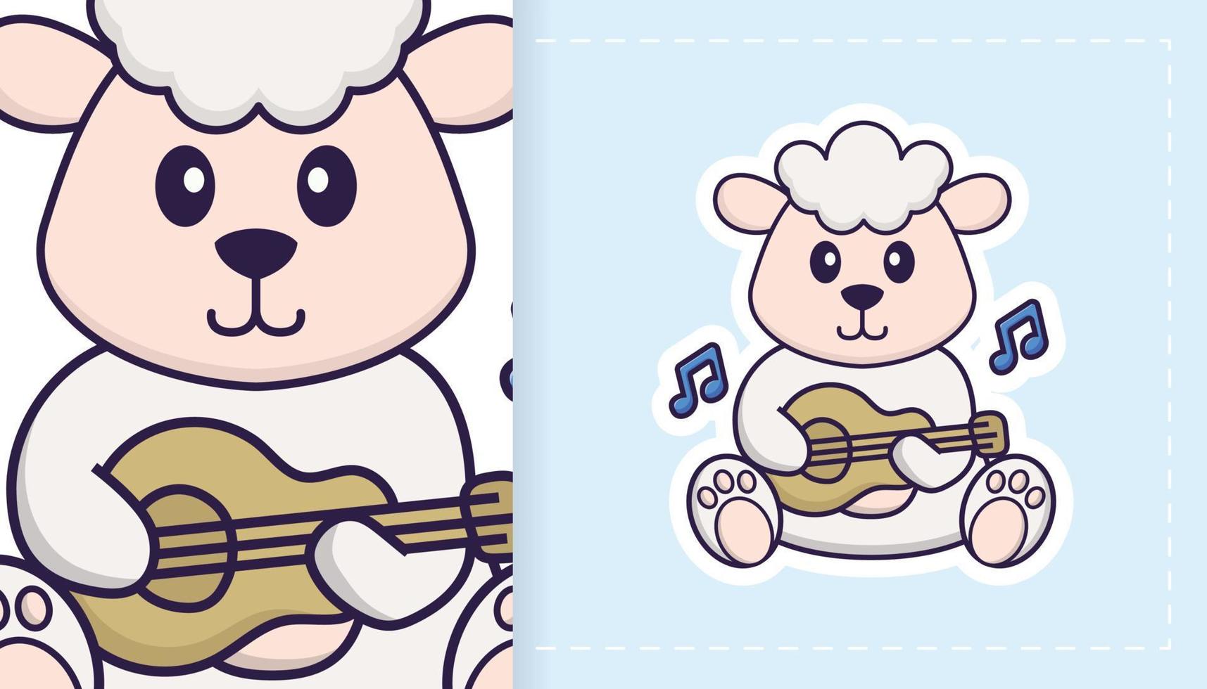 Cute sheep mascot character. Can be used for stickers, patches, textiles, paper. Vector illustration