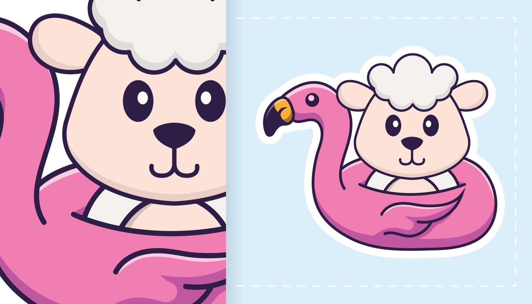 Cute sheep mascot character. Can be used for stickers, patches, textiles, paper. Vector illustration