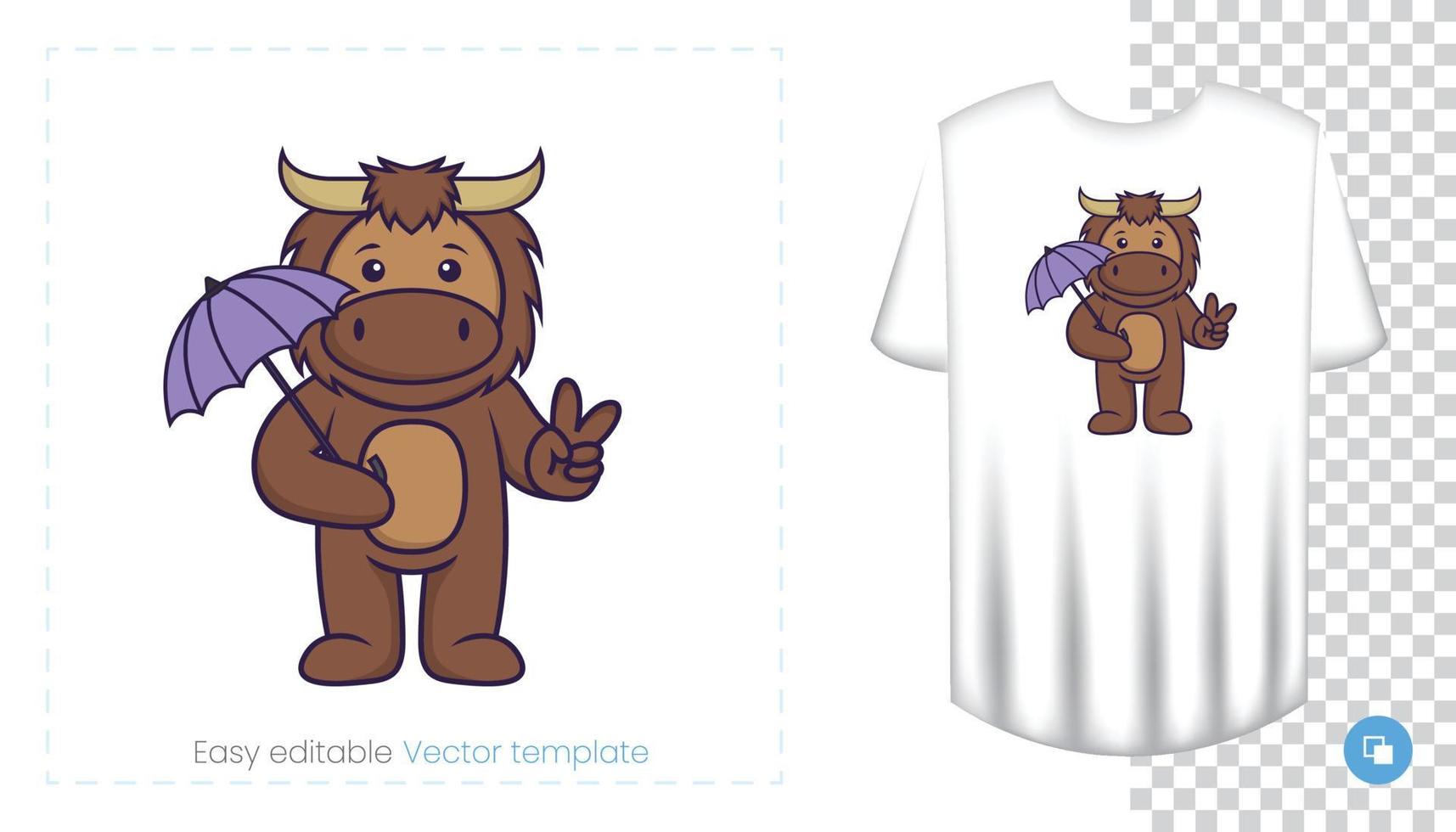 Cute bull mascot character. Can be used on stickers, patches, textiles, paper, cloth and others. vector