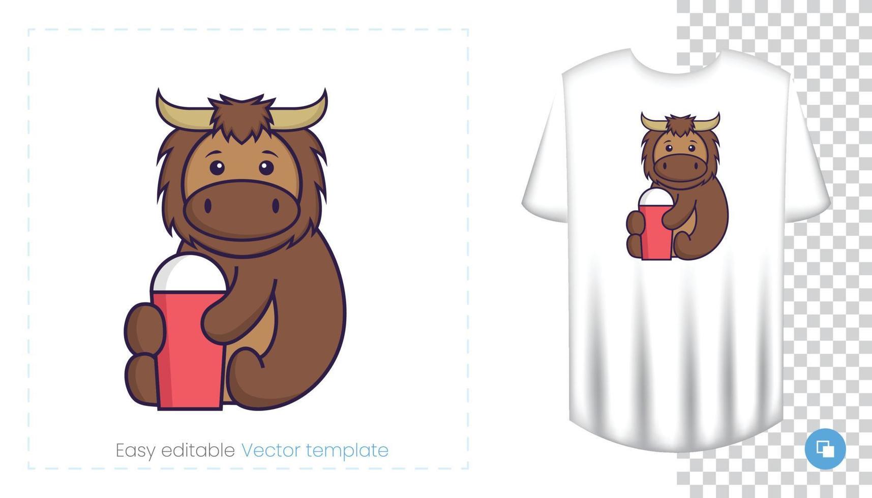 lindo personaje de mascota de toro. Se puede utilizar en pegatinas, parches, textiles, papel, telas y otros. vector