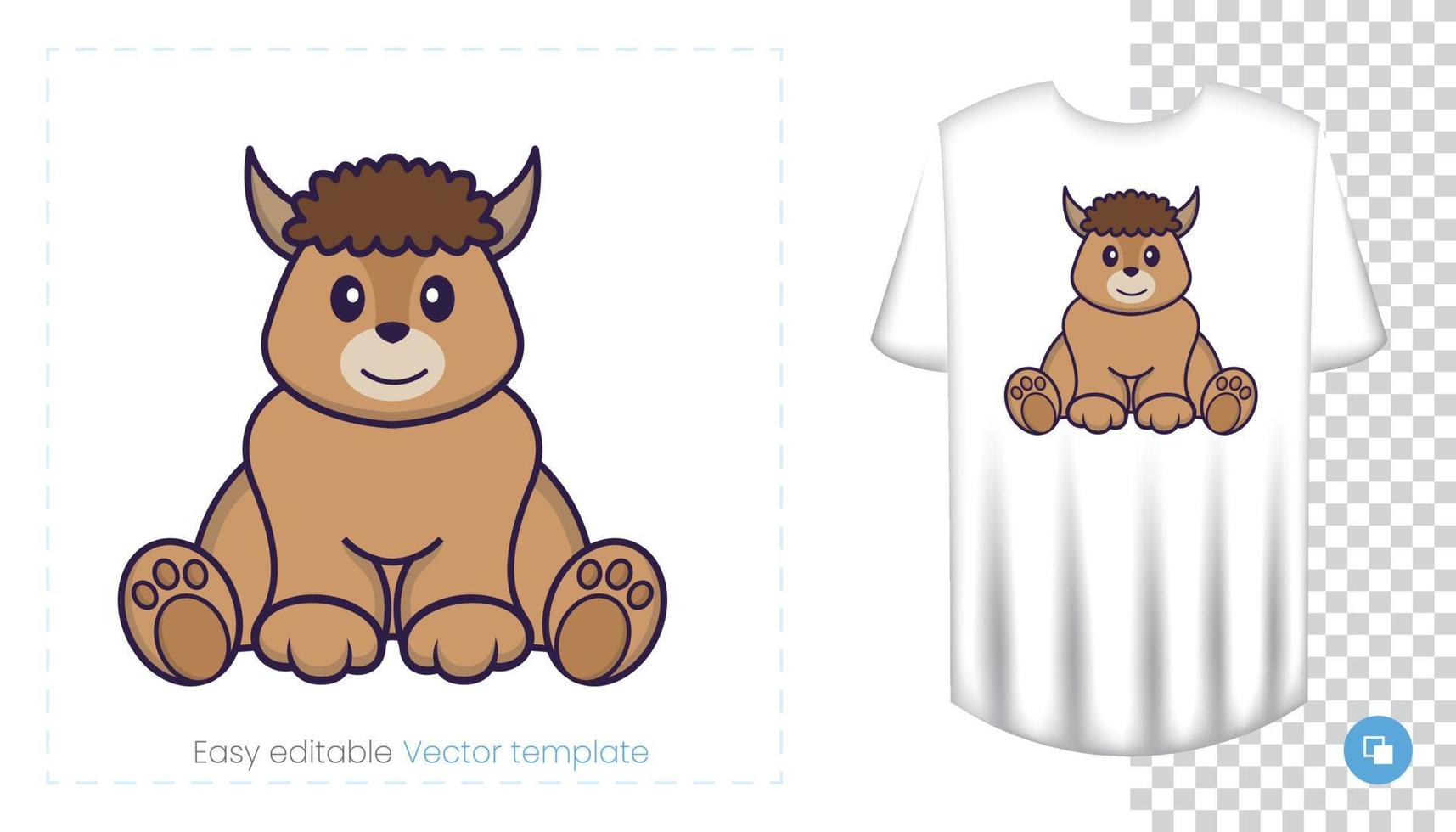 Cute sheep character. Prints on T-shirts, sweatshirts, cases for mobile phones, souvenirs. Isolated vector illustration on white background.