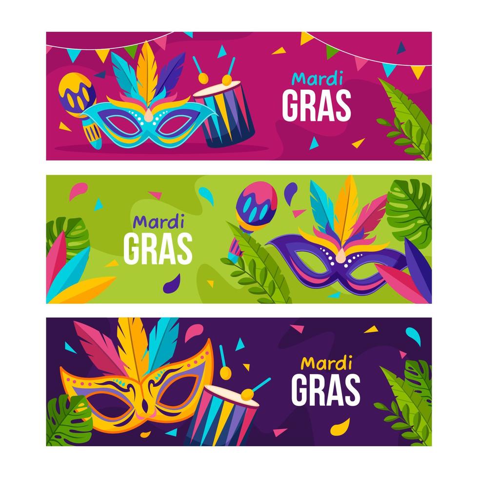 conjunto de pancartas de mardi gras vector