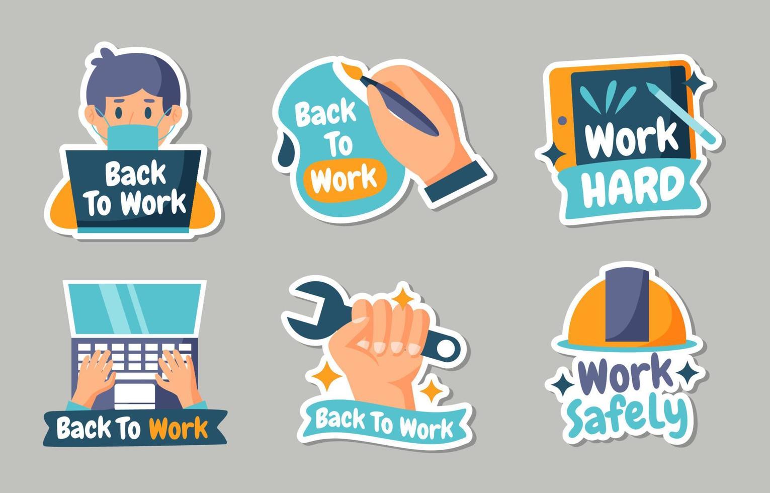 Back To Work Sticker Collection vector