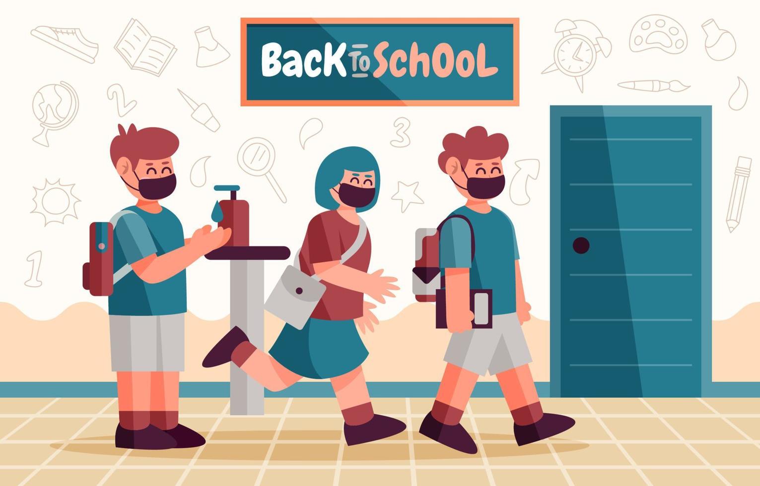 Children Go to Class Room vector