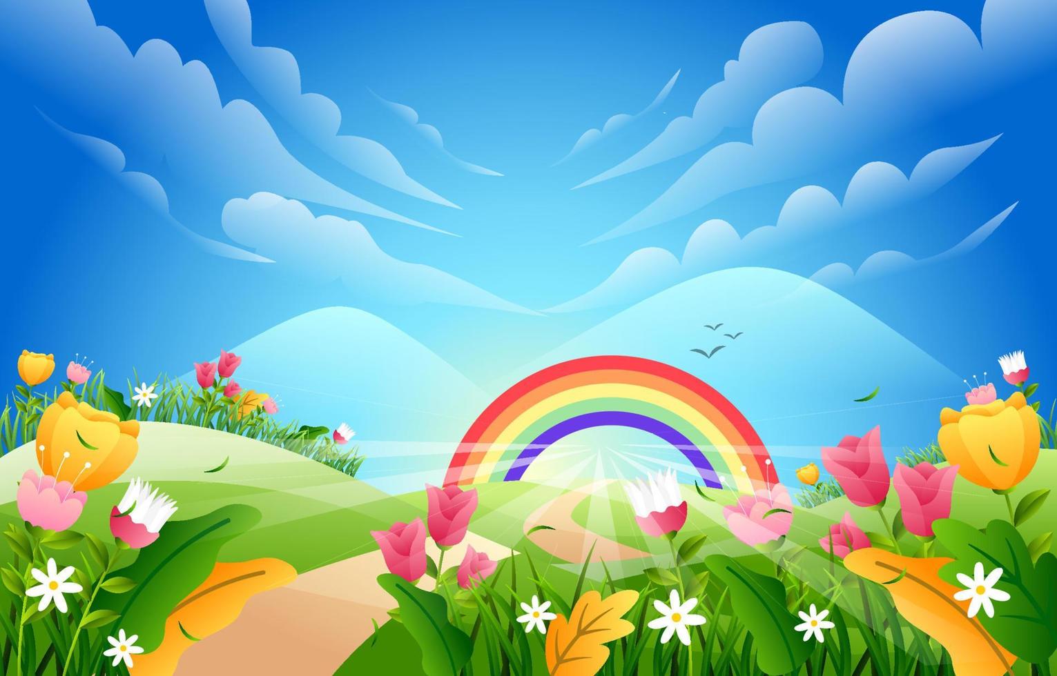 fondo de paisaje de primavera al aire libre vector