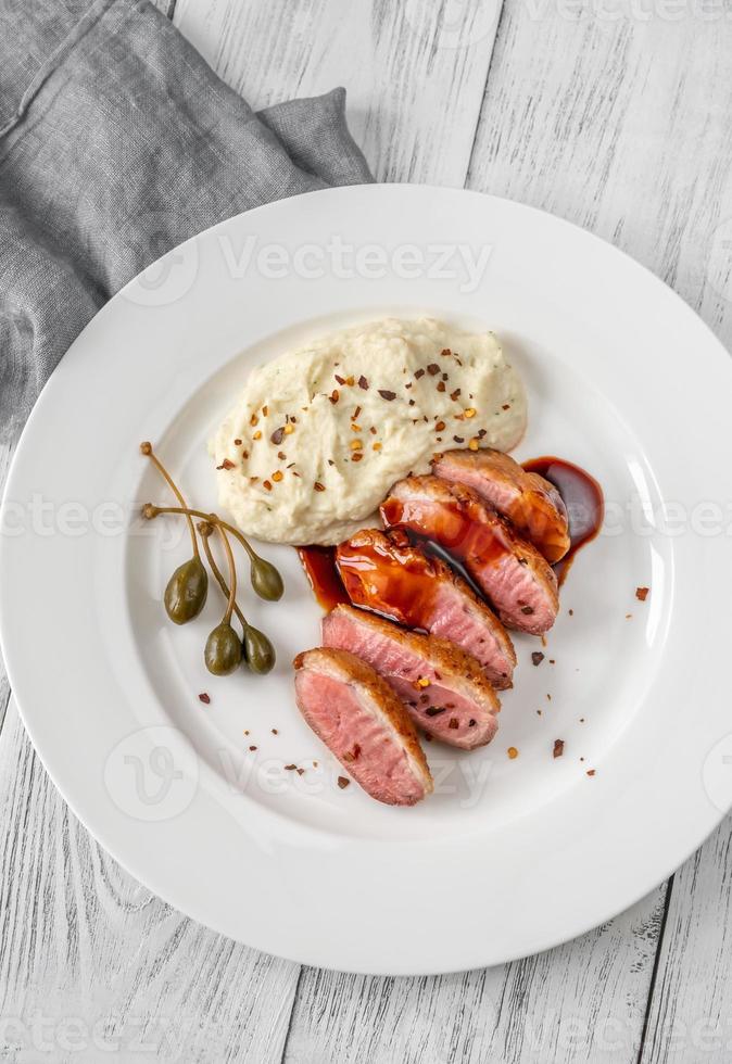 Fried duck breast photo