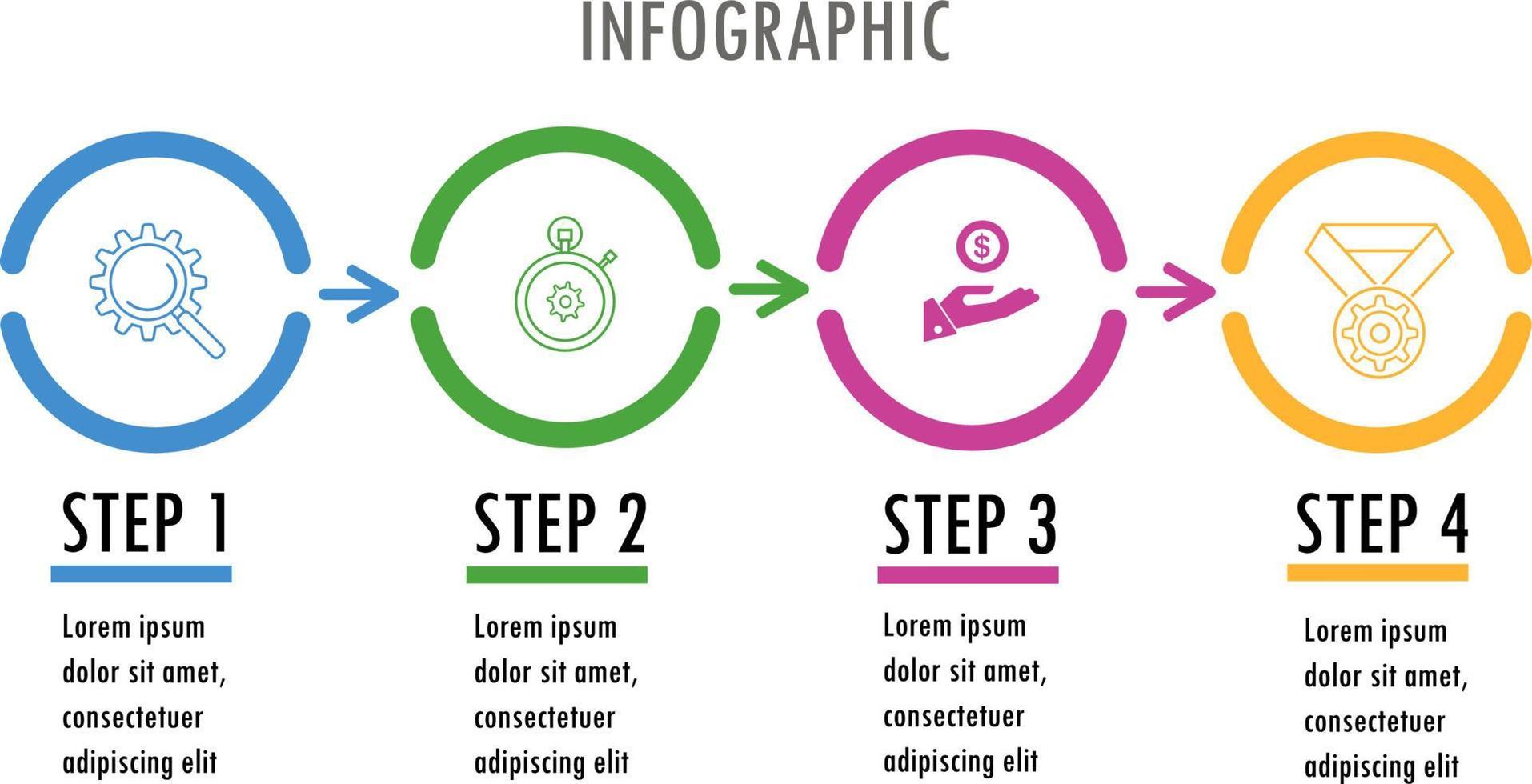 conjunto de infografías para el concepto de negocio con iconos y 3, 4 opciones o pasos. vector