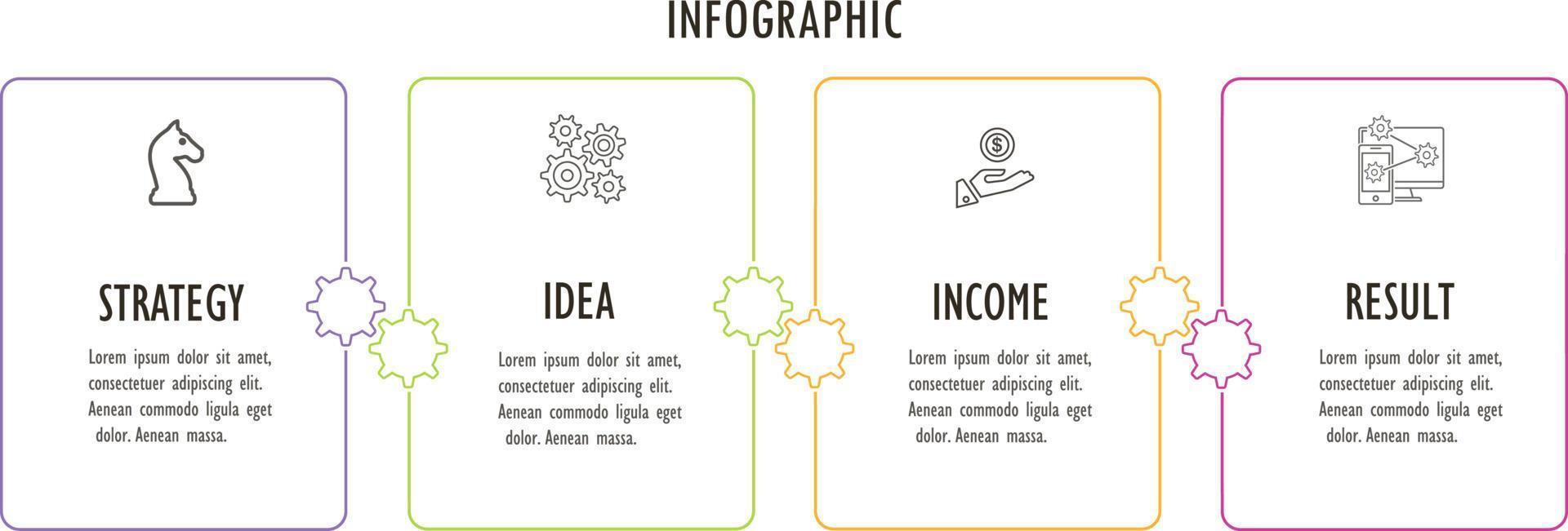 conjunto de infografías para el concepto de negocio con iconos y 3, 4 opciones o pasos. vector