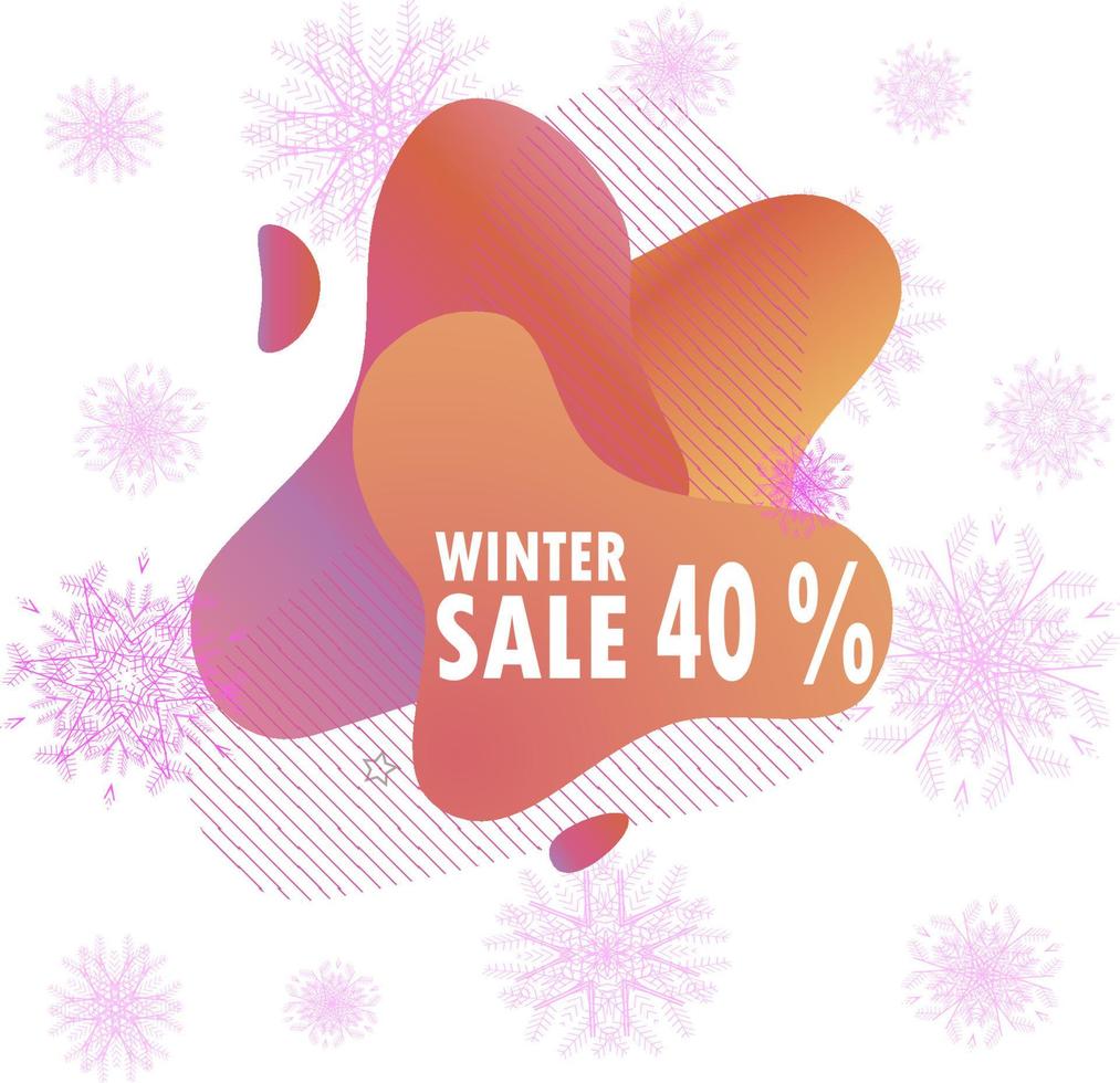 Winter sale banner with abstract shapes and snowflakes vector