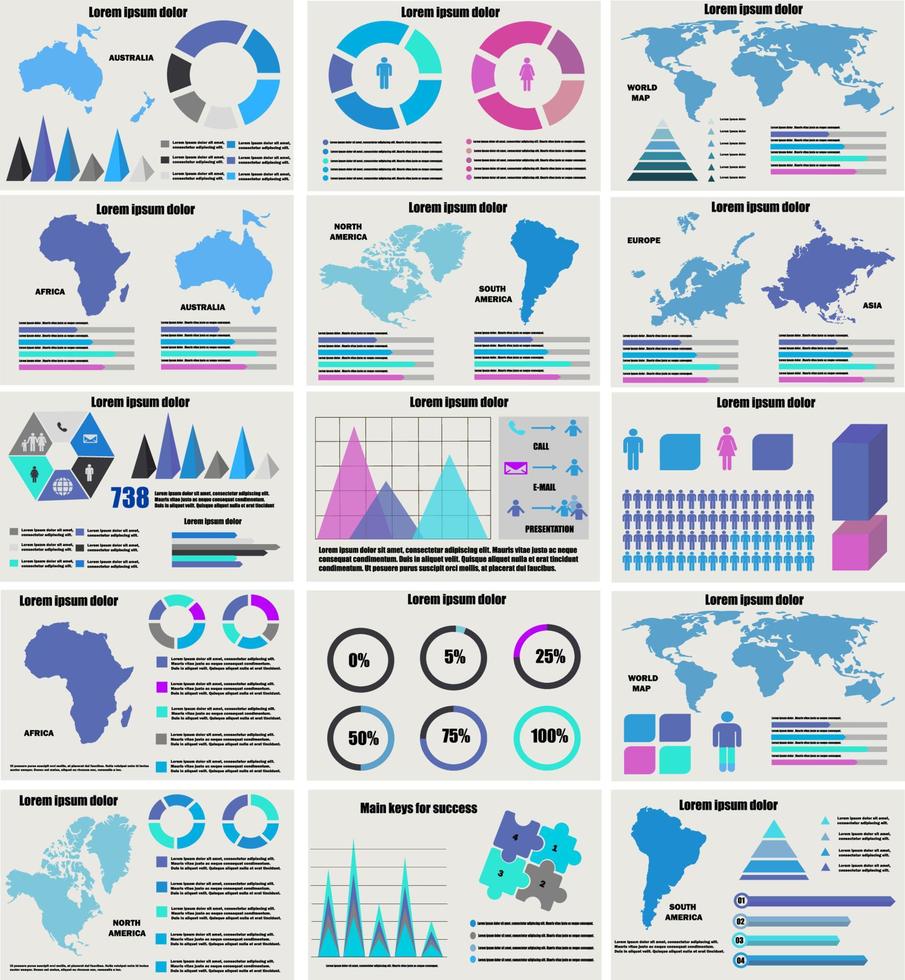 gran infografía, conjunto de elementos de diagrama vectorial vector