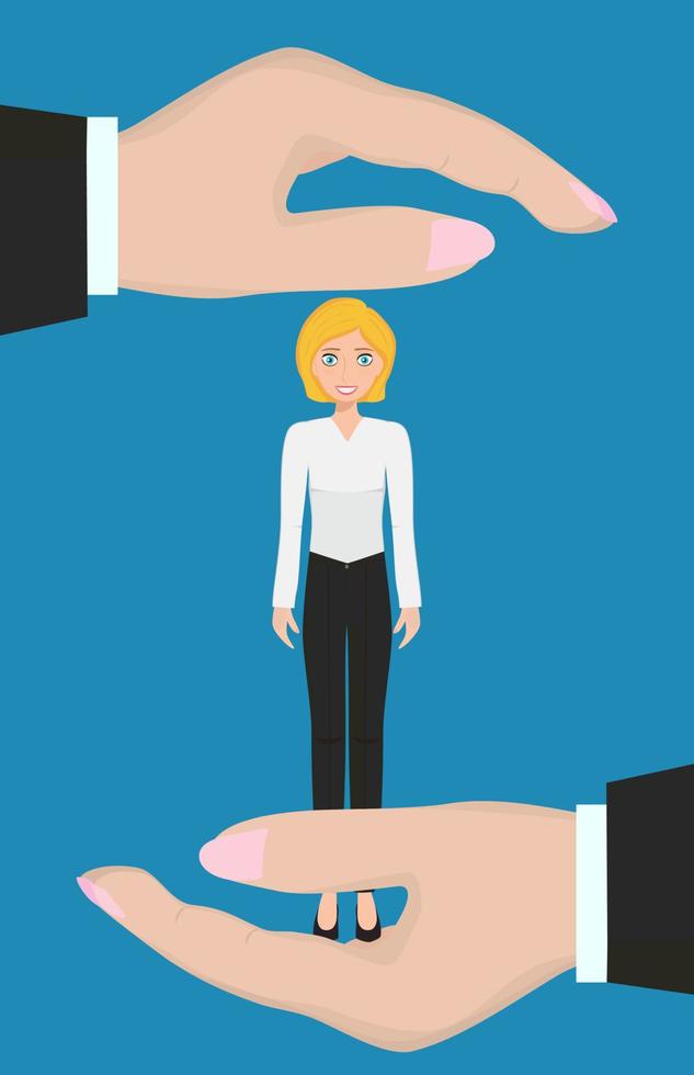 Retention, attraction of client. Hands care girl. vector