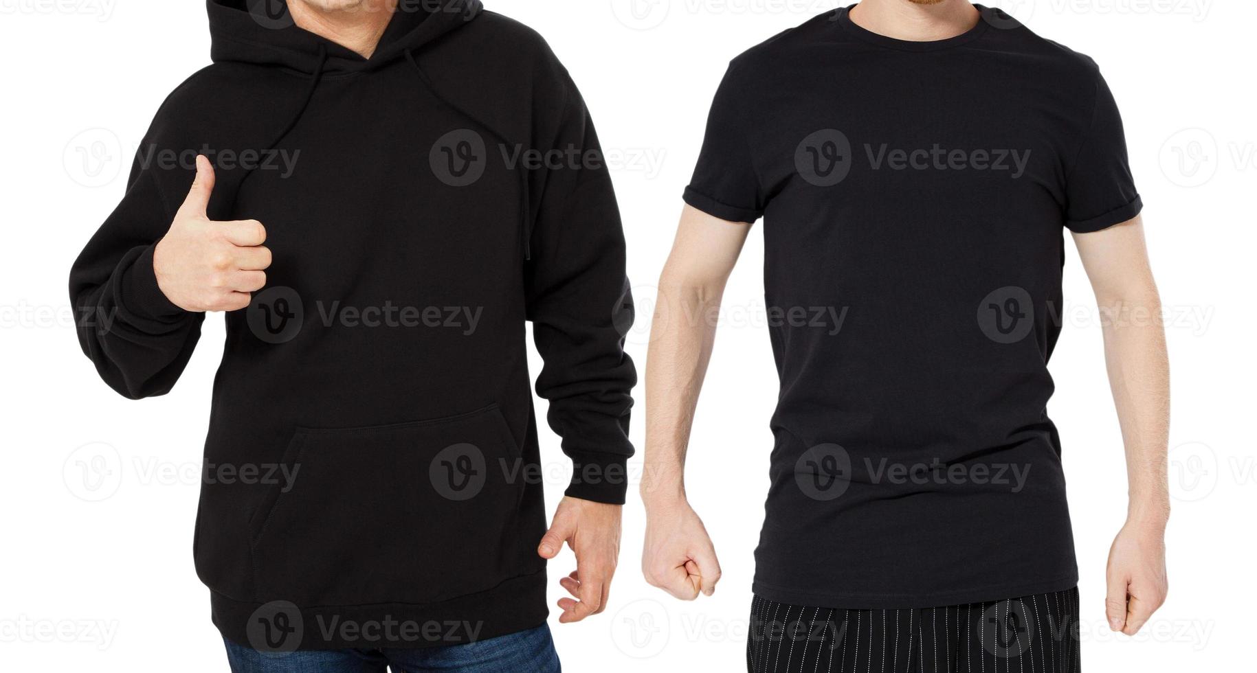 correcto maletero Desear Conjunto de maqueta de camiseta con capucha negra, vista frontal aislada, hombre con capucha negra y correcto maletero Desear Conjunto de maqueta de camiseta con capucha negra, vista frontal aislada, hombre con capucha negra y