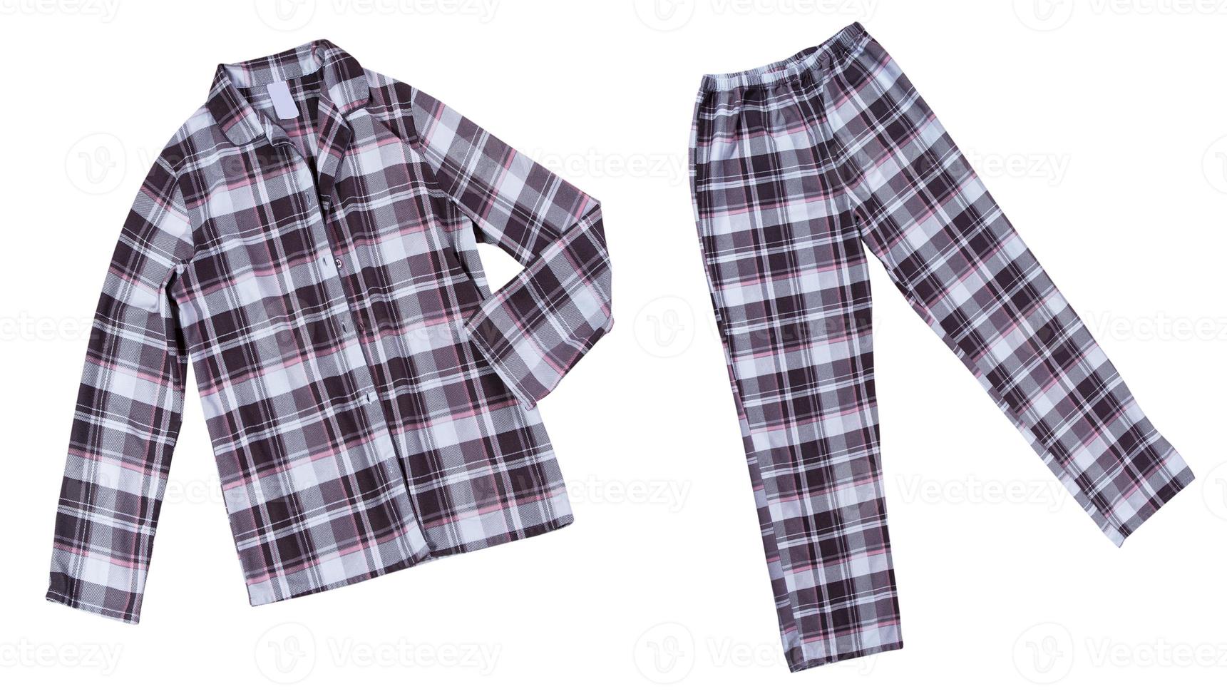 Sleep wear pajamas - shirt and pants isolated on white background. Sleepwear set photo