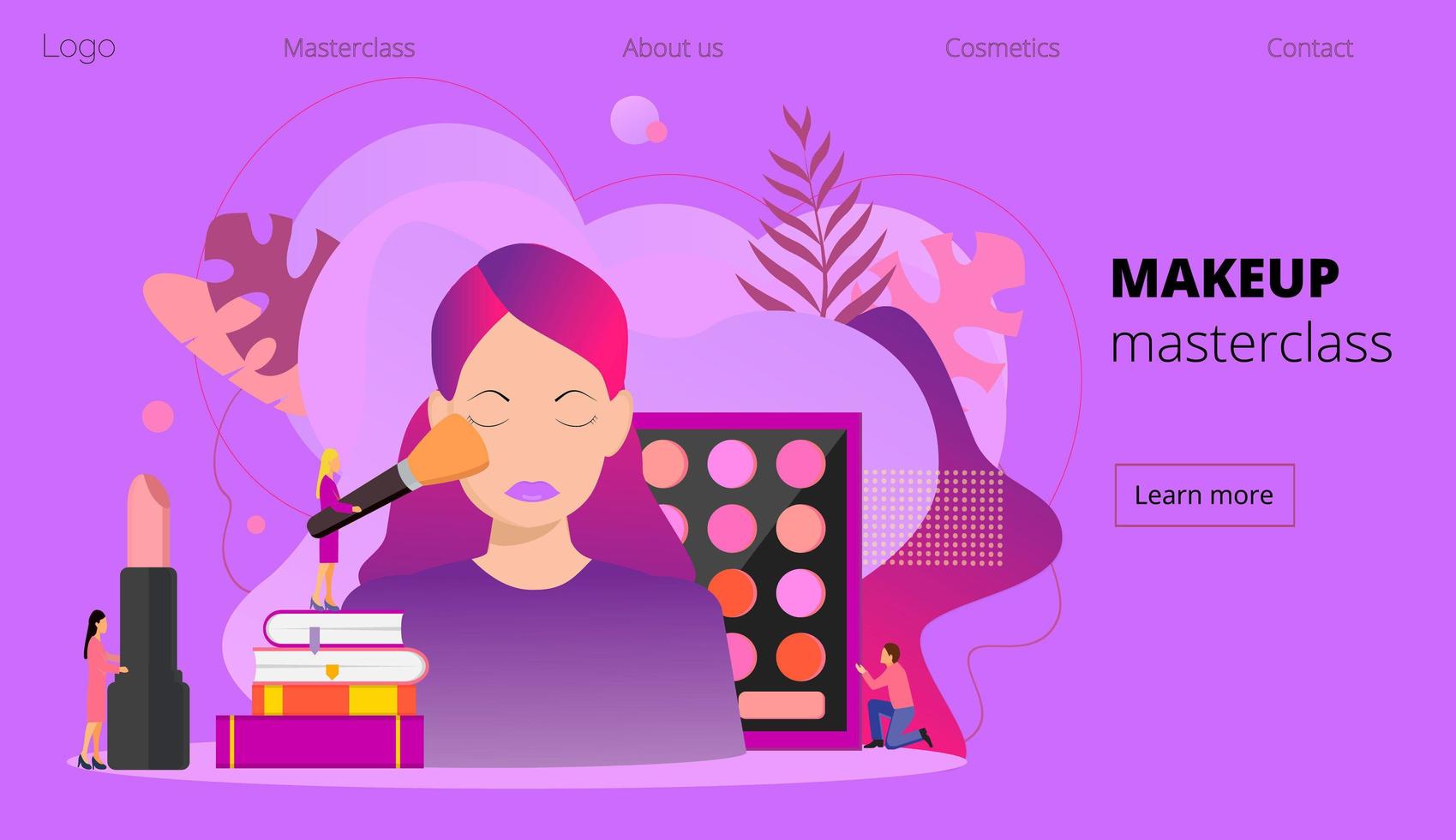 Woman testing skin care product in beauty salon. Online makeup courses, make up school, cosmetics webinar or masterclass concept vector for flyer, homepage, landing page, template.