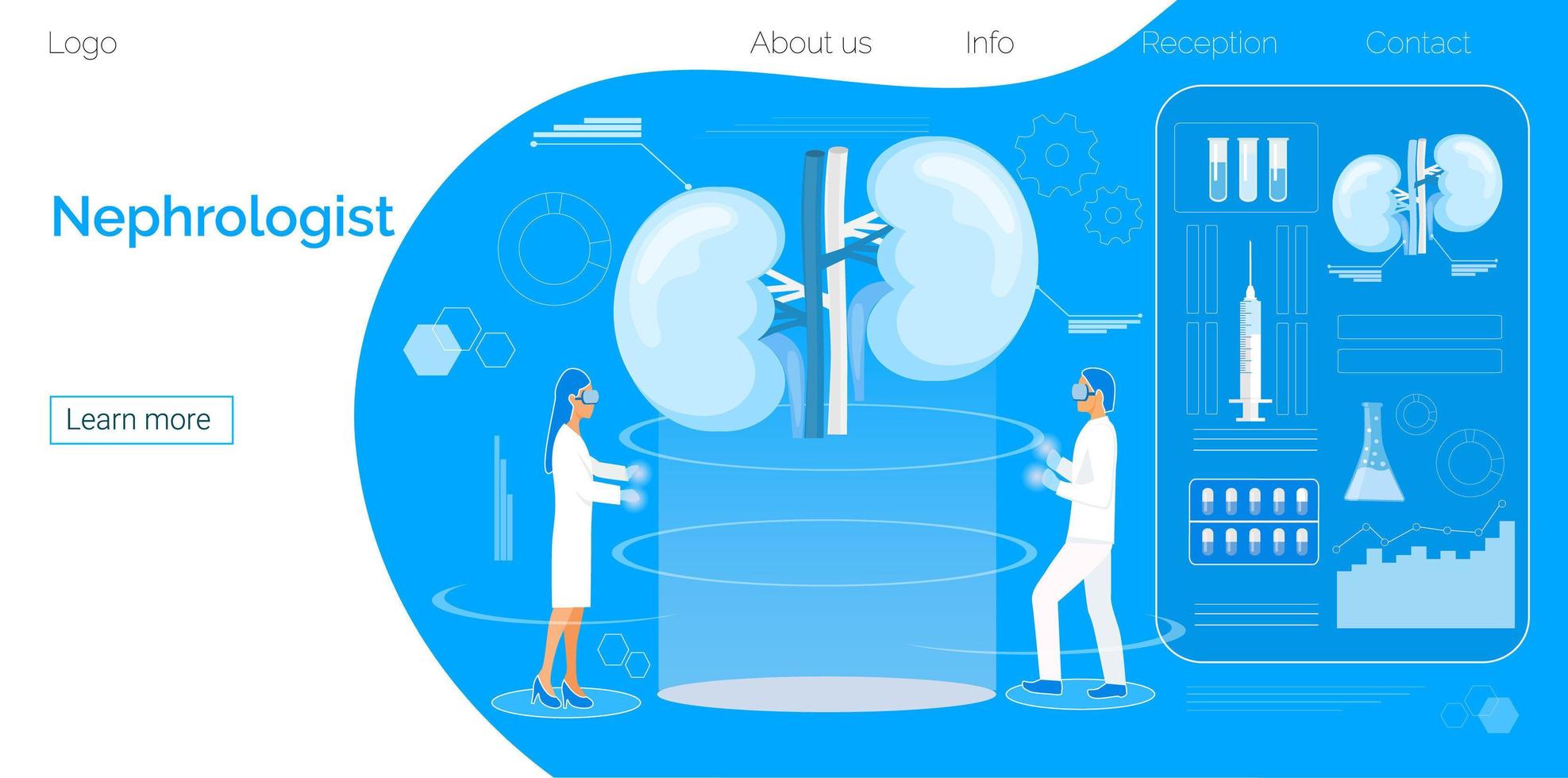 Concept of pyelonephritis and kidney stones, cystitis, urolithiasis, nephroptotic, renal failure, hemodialysis vector